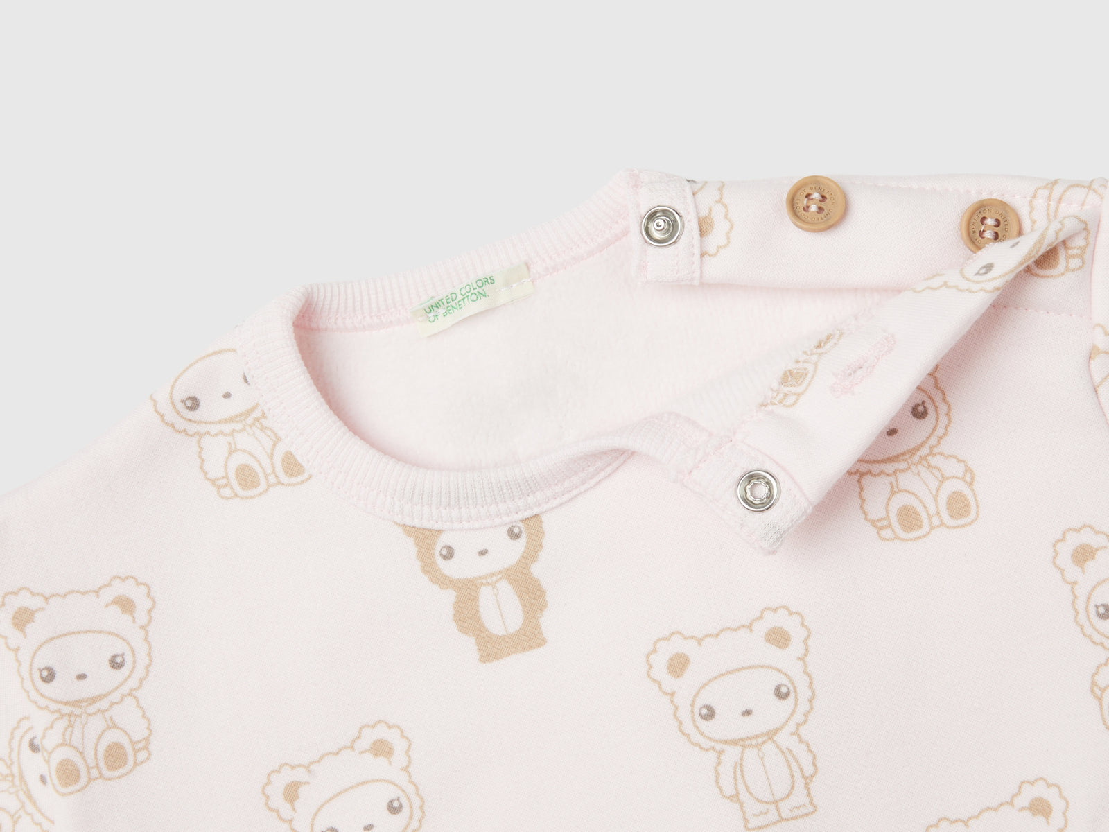 Felpa stampata foderata in ciniglia da neonato rosa tenue 2 | Benetton Outlet