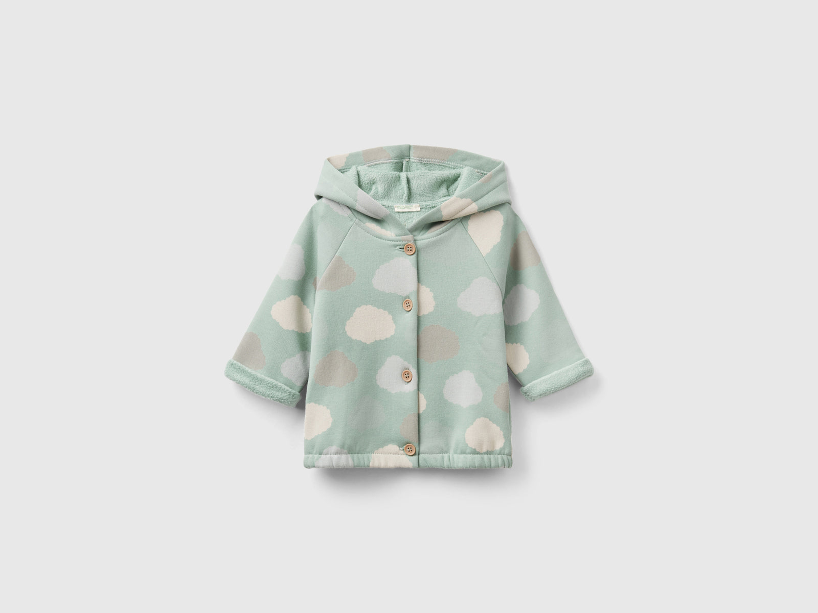 Sudadera con capucha forrada de chenilla da neonato verde chiaro | Benetton Outlet