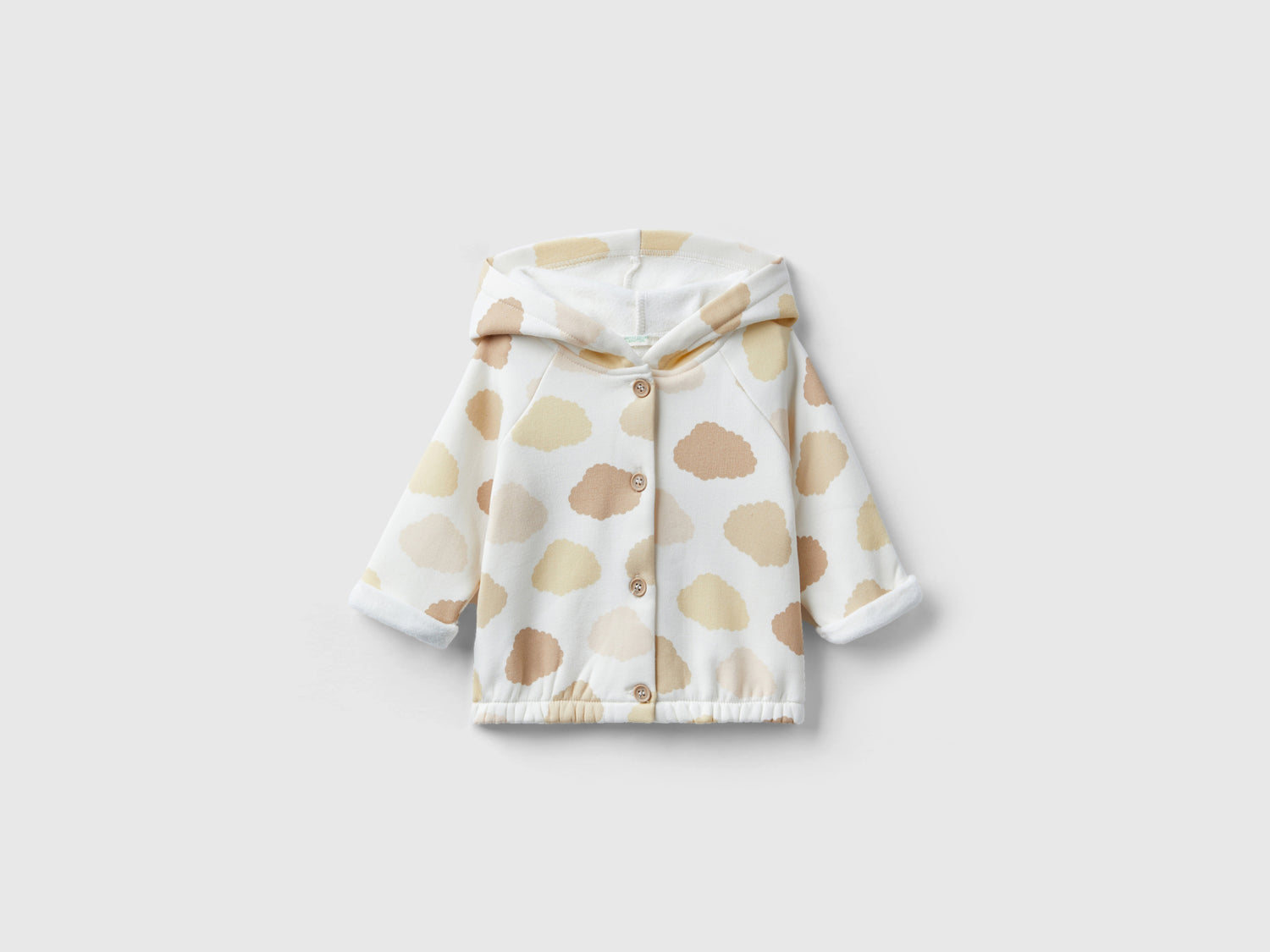 Felpa con cappuccio foderata in ciniglia da neonato bianco panna | Benetton Outlet