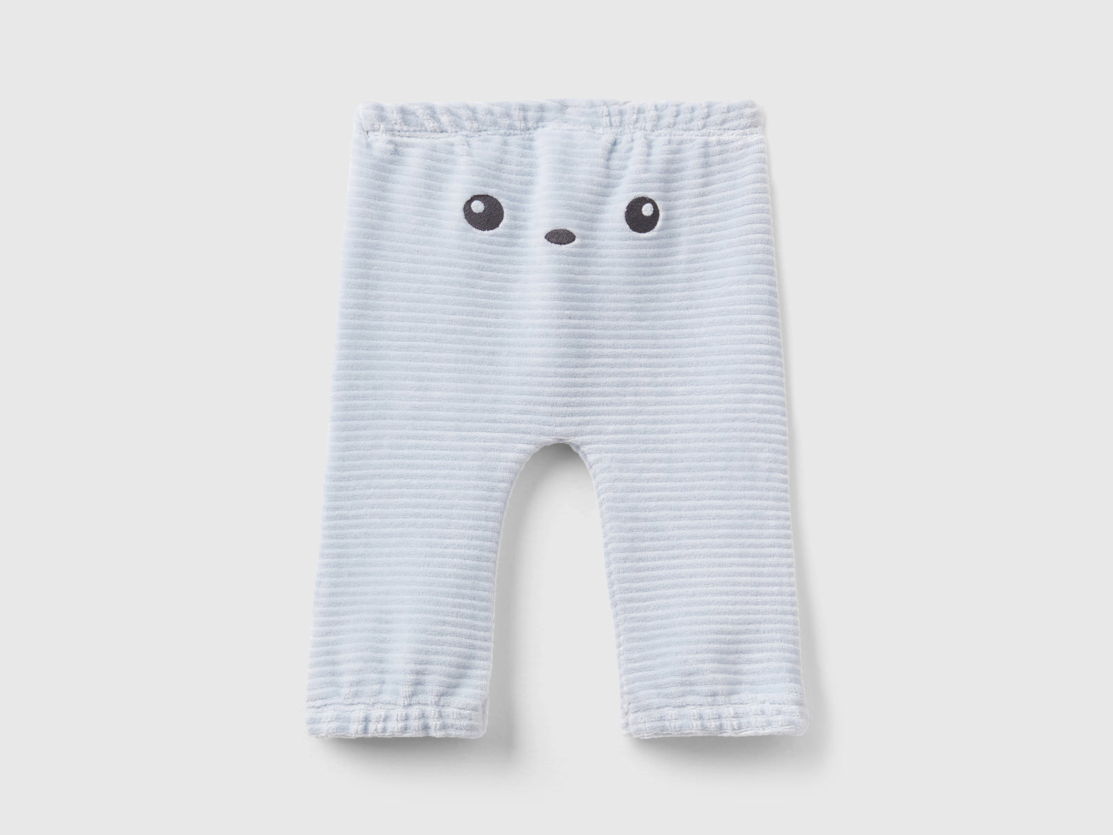 Pantaloni in ciniglia con ricamo da neonato celeste 2 | Benetton Outlet