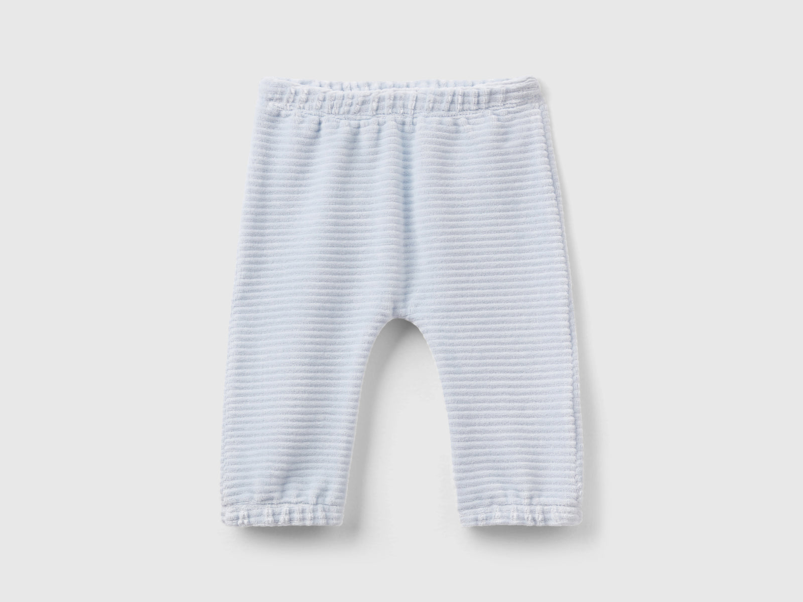 Pantaloni in ciniglia con ricamo da neonato celeste | Benetton Outlet