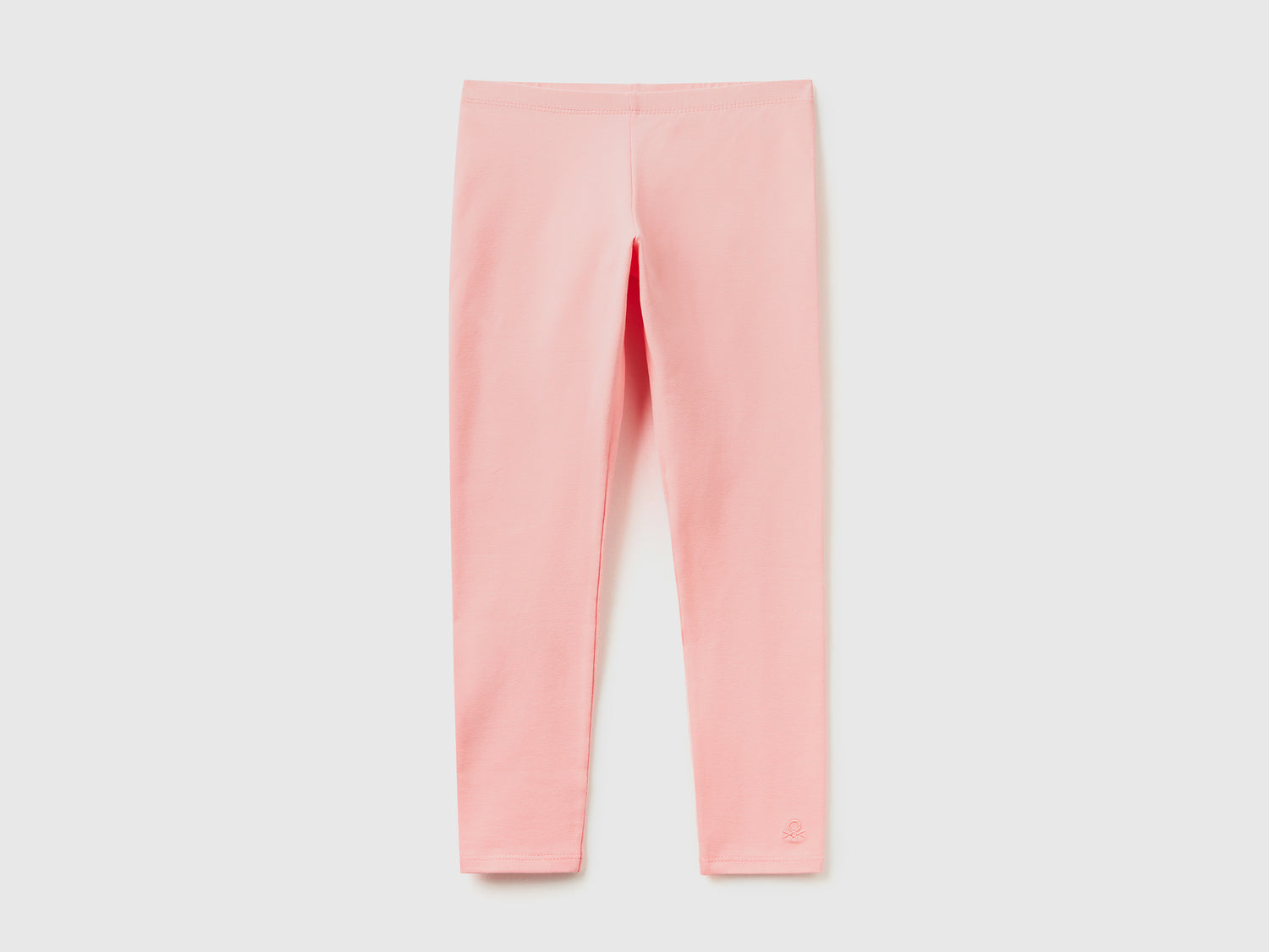 Leggings in cotone stretch con logo da bambina rosa | Benetton Outlet