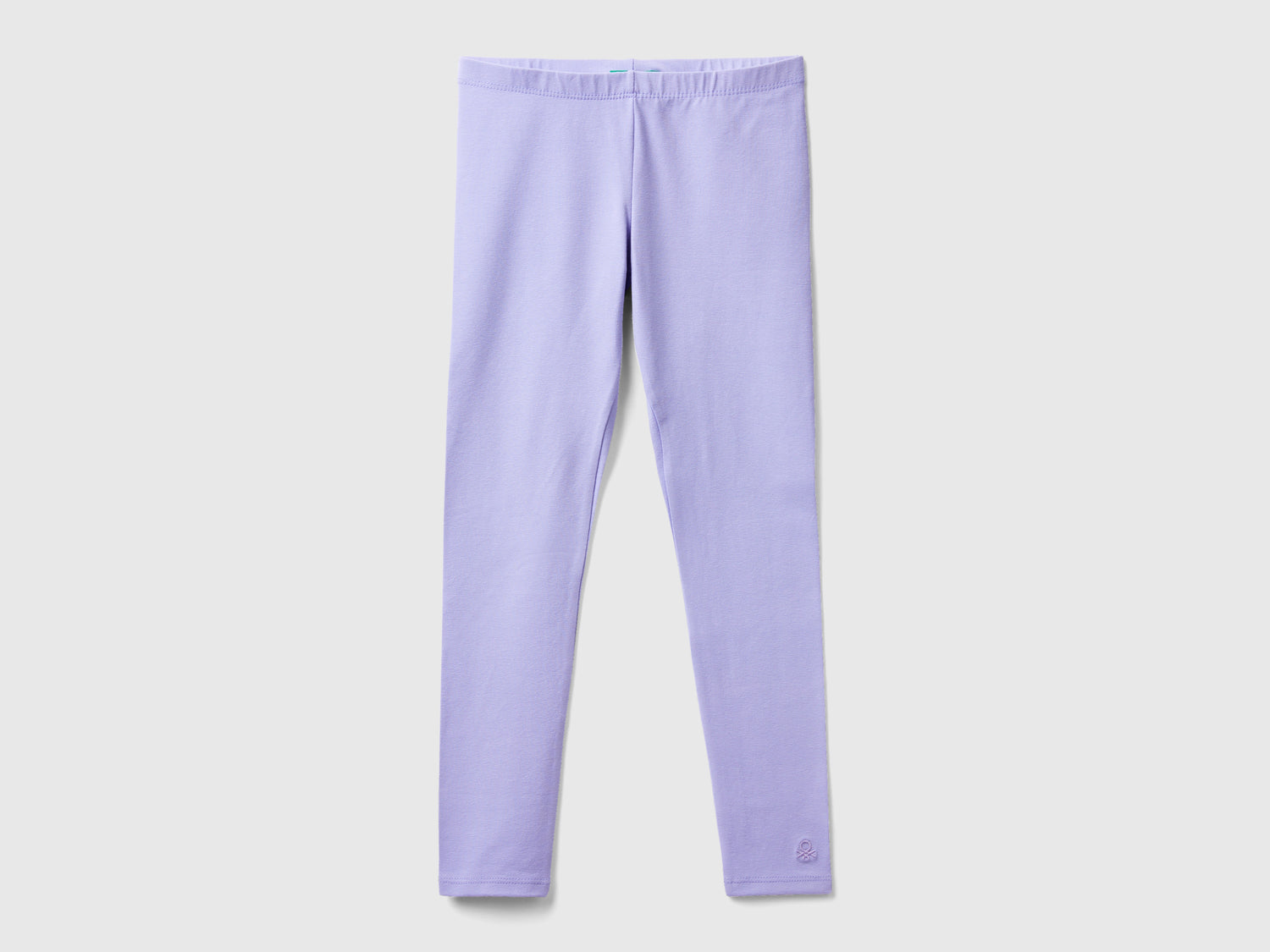 Leggings in cotone stretch con logo da bambina lilla | Benetton Outlet