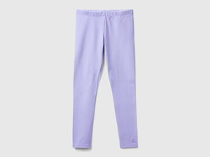 Leggings in cotone stretch con logo