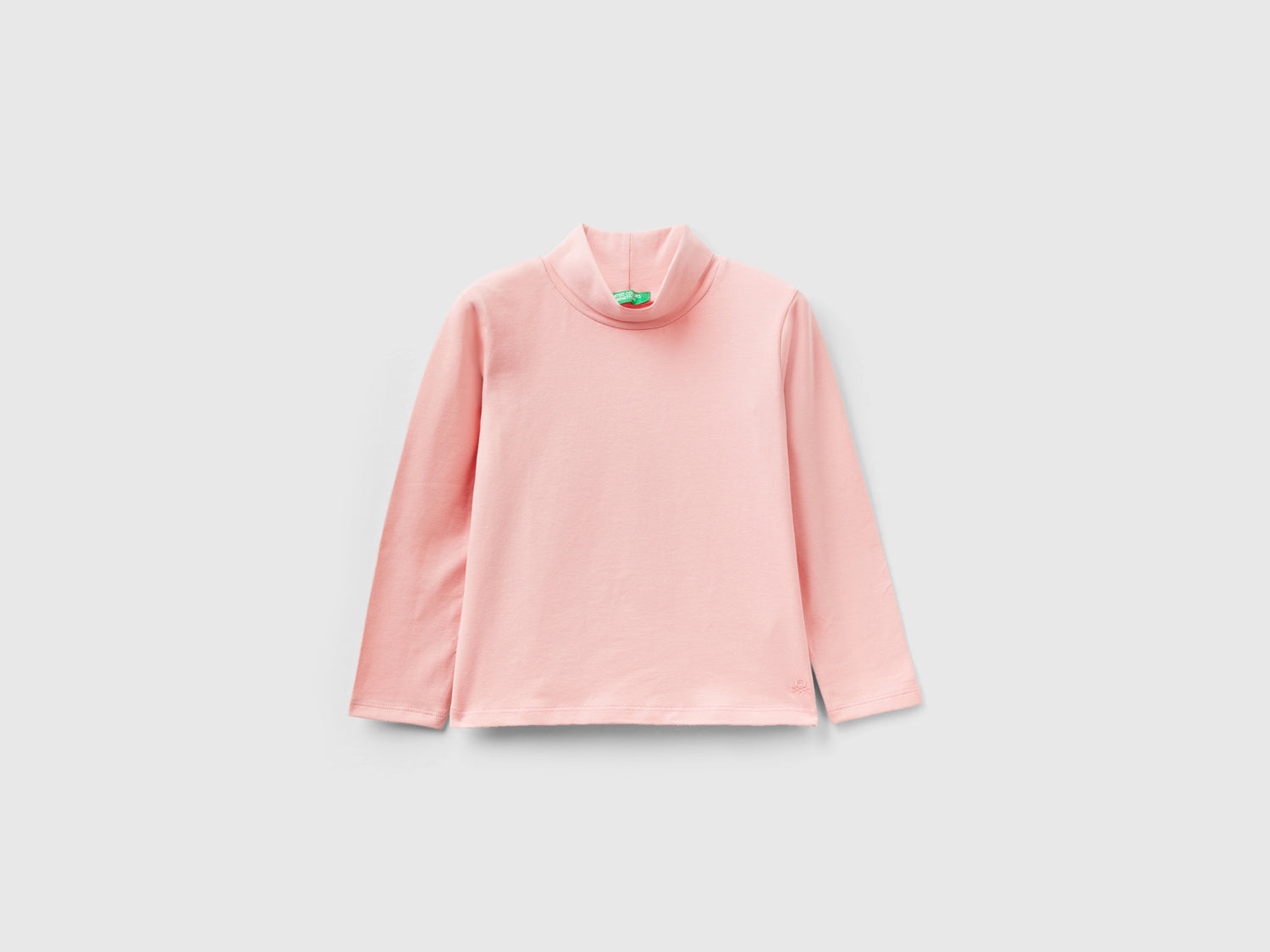 T-shirt lupetto in cotone stretch da bimba rosa | Benetton Outlet