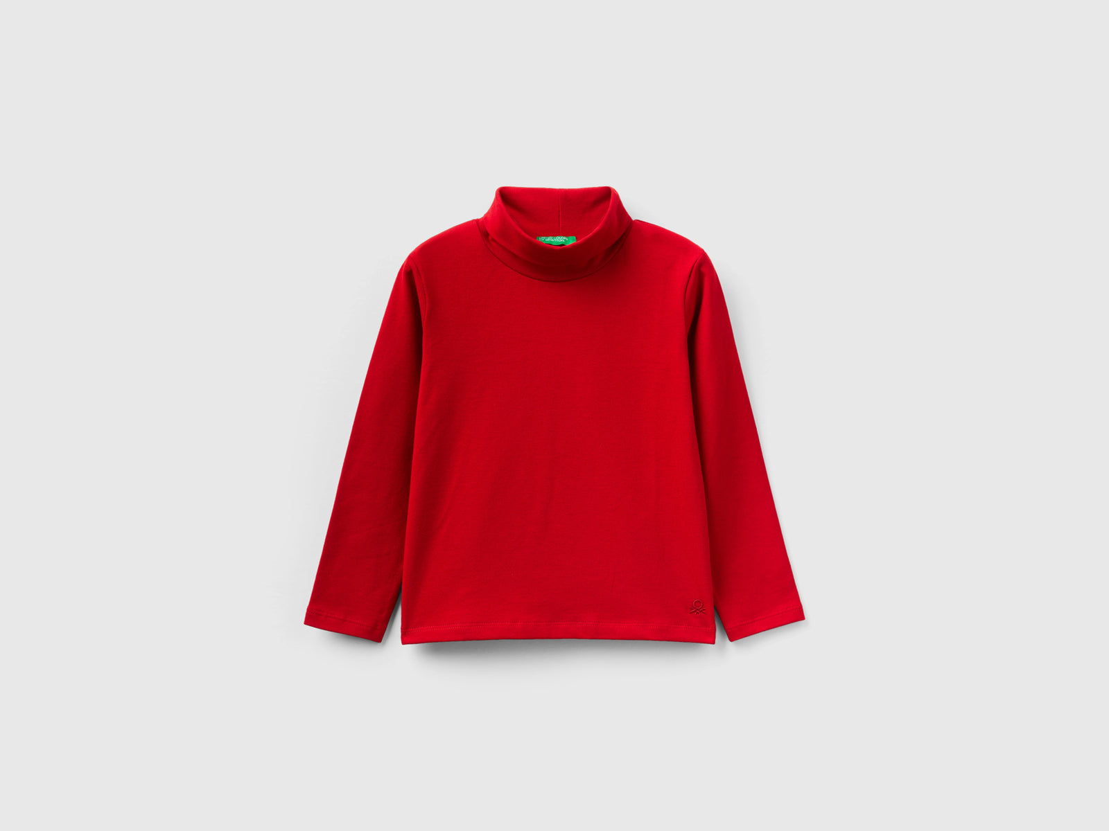 T-shirt lupetto in cotone stretch da bimba rosso | Benetton Outlet