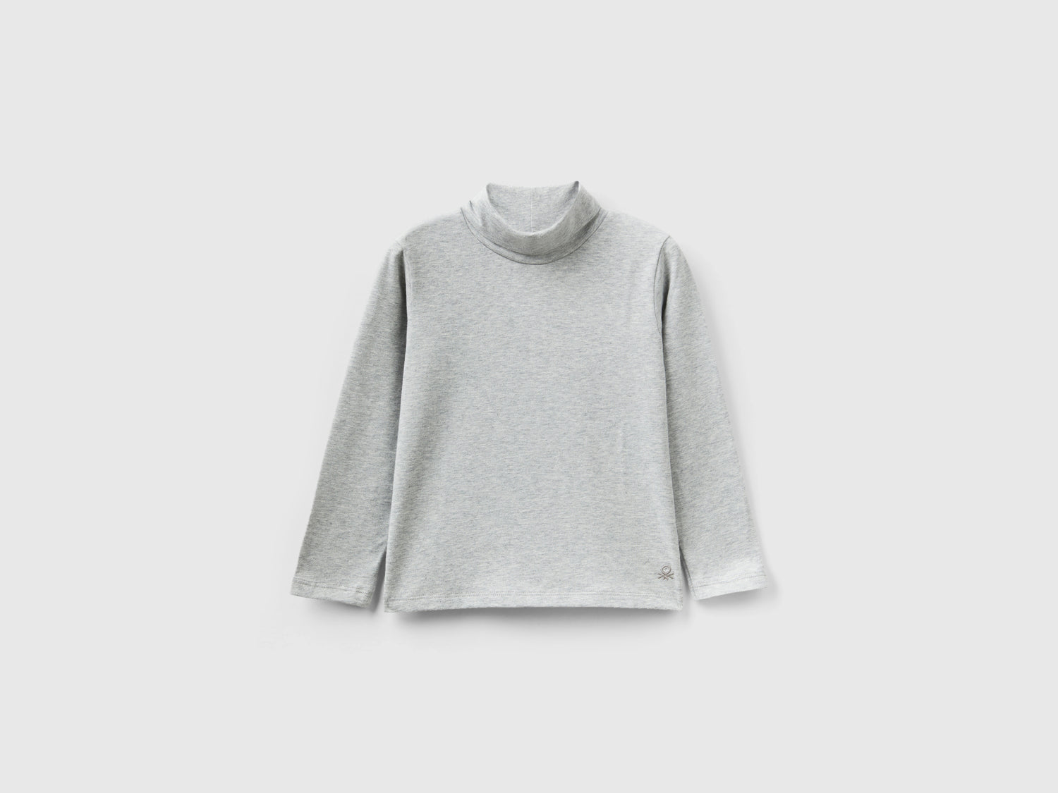 T-shirt lupetto in cotone stretch da bimba grigio chiaro | Benetton Outlet