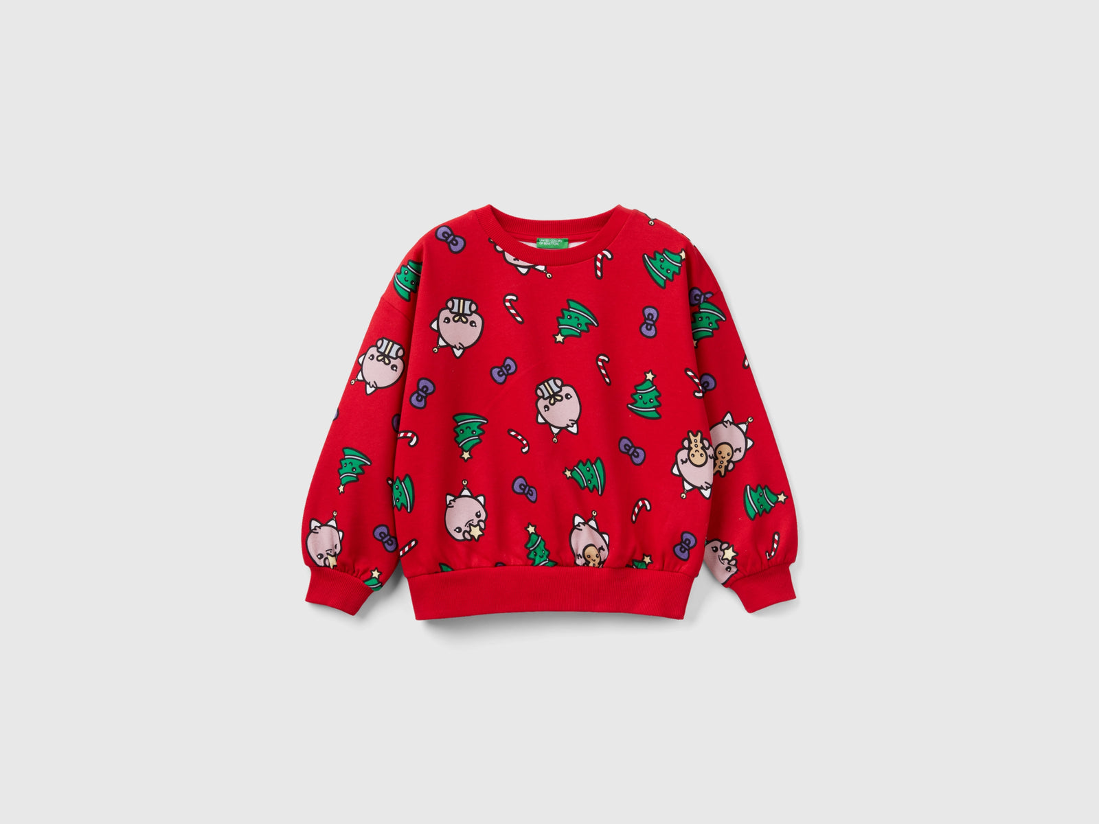 Calda felpa natalizia over fit da bambina rosso | Benetton Outlet