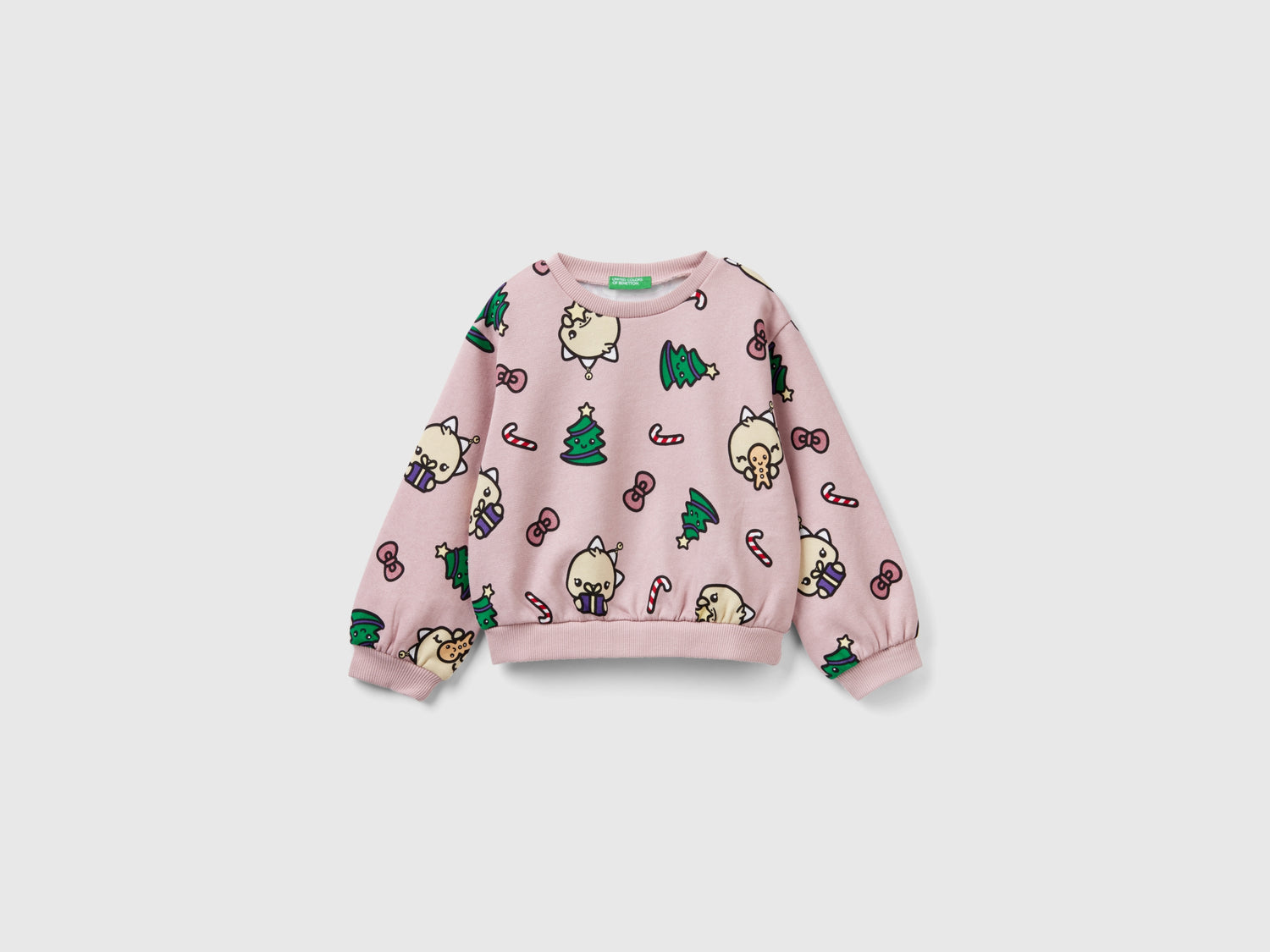 Calda felpa natalizia over fit da bimba rosa | Benetton Outlet