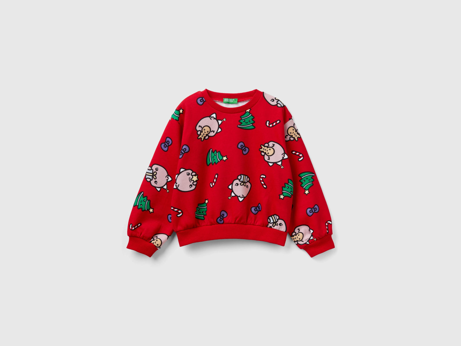 Calda felpa natalizia over fit da bimba rosso | Benetton Outlet
