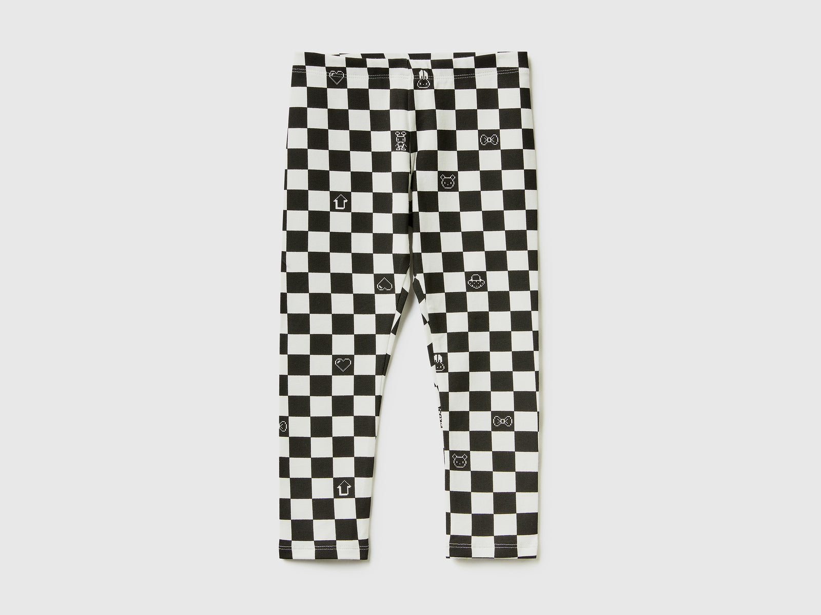 Leggings fantasia in cotone stretch da bimba nero | Benetton Outlet