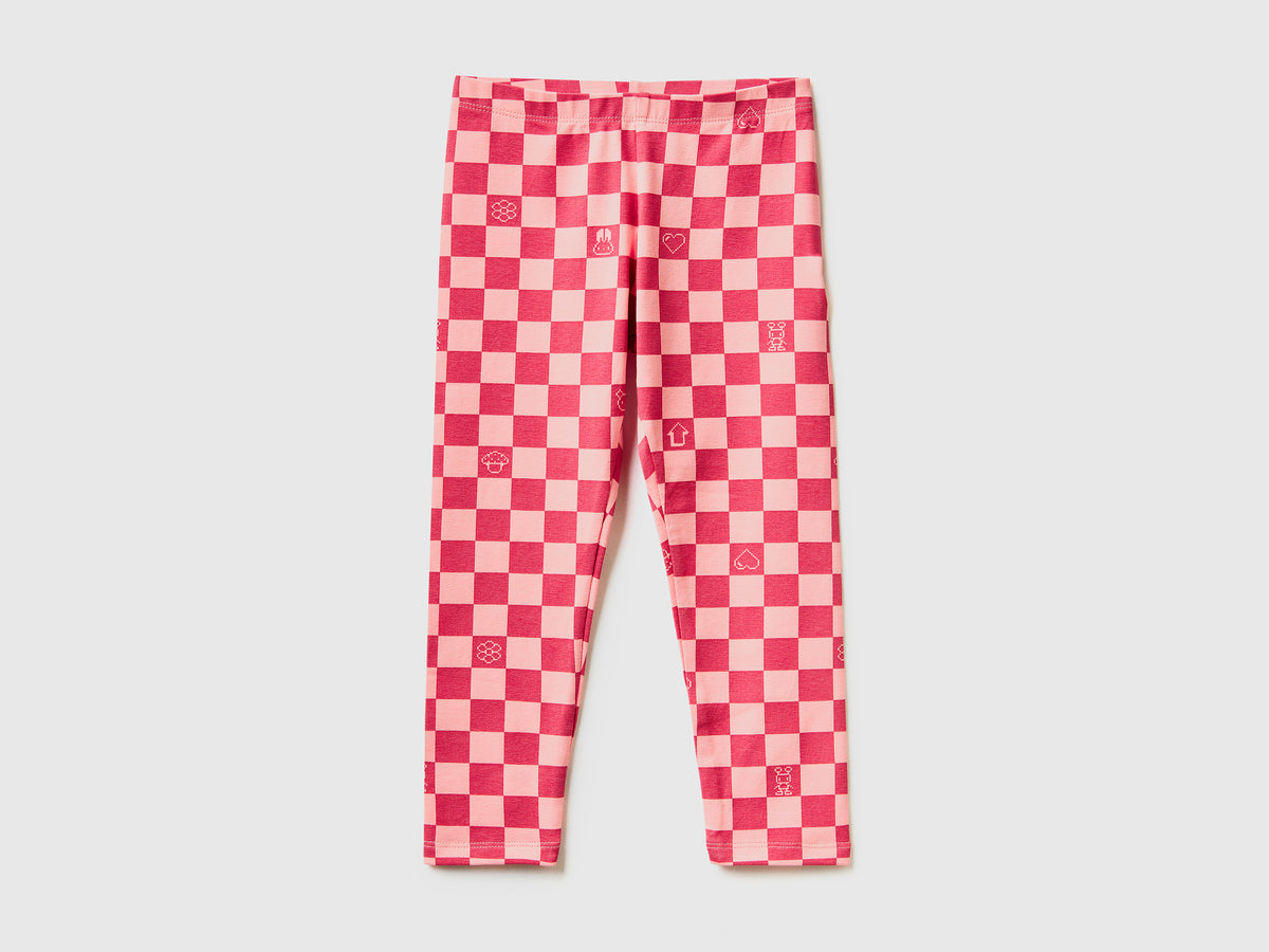 Patterned leggings in stretch cotton