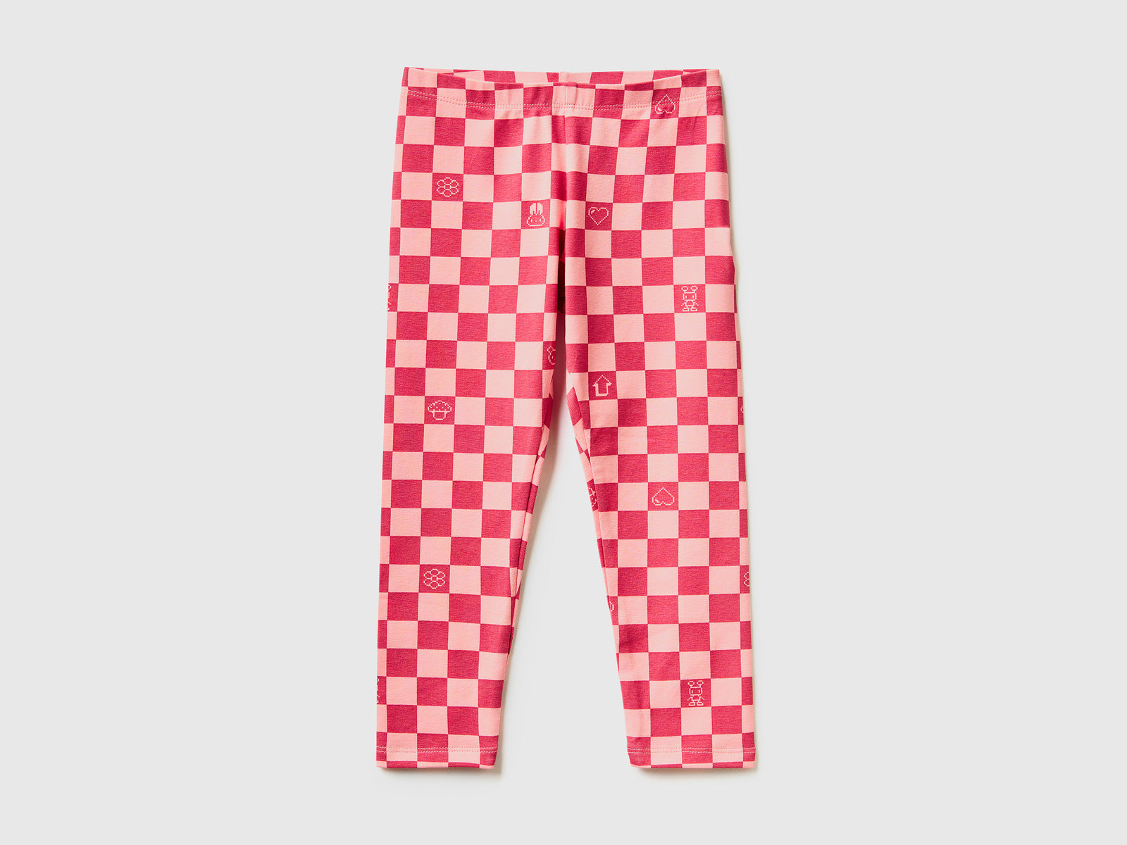 Patterned leggings in stretch cotton da bimba rosa | Benetton Outlet