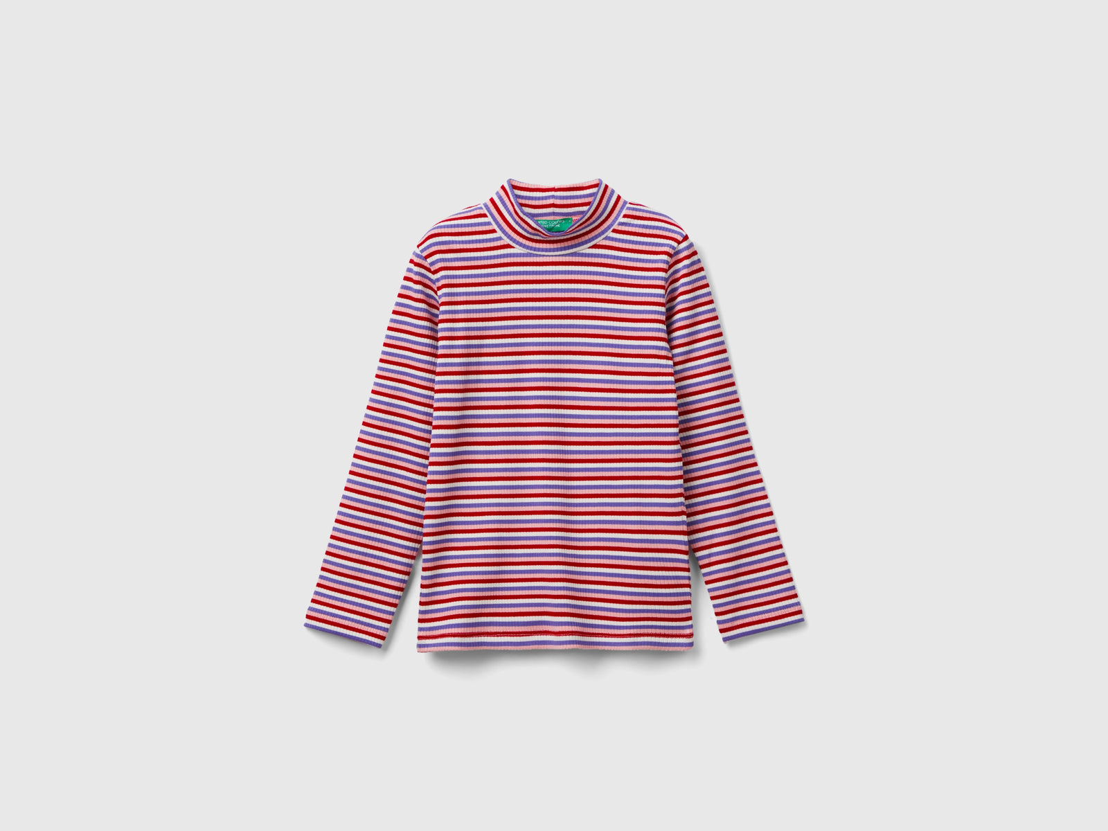 T-shirt lupetto a righe da bimba multi-color | Benetton Outlet