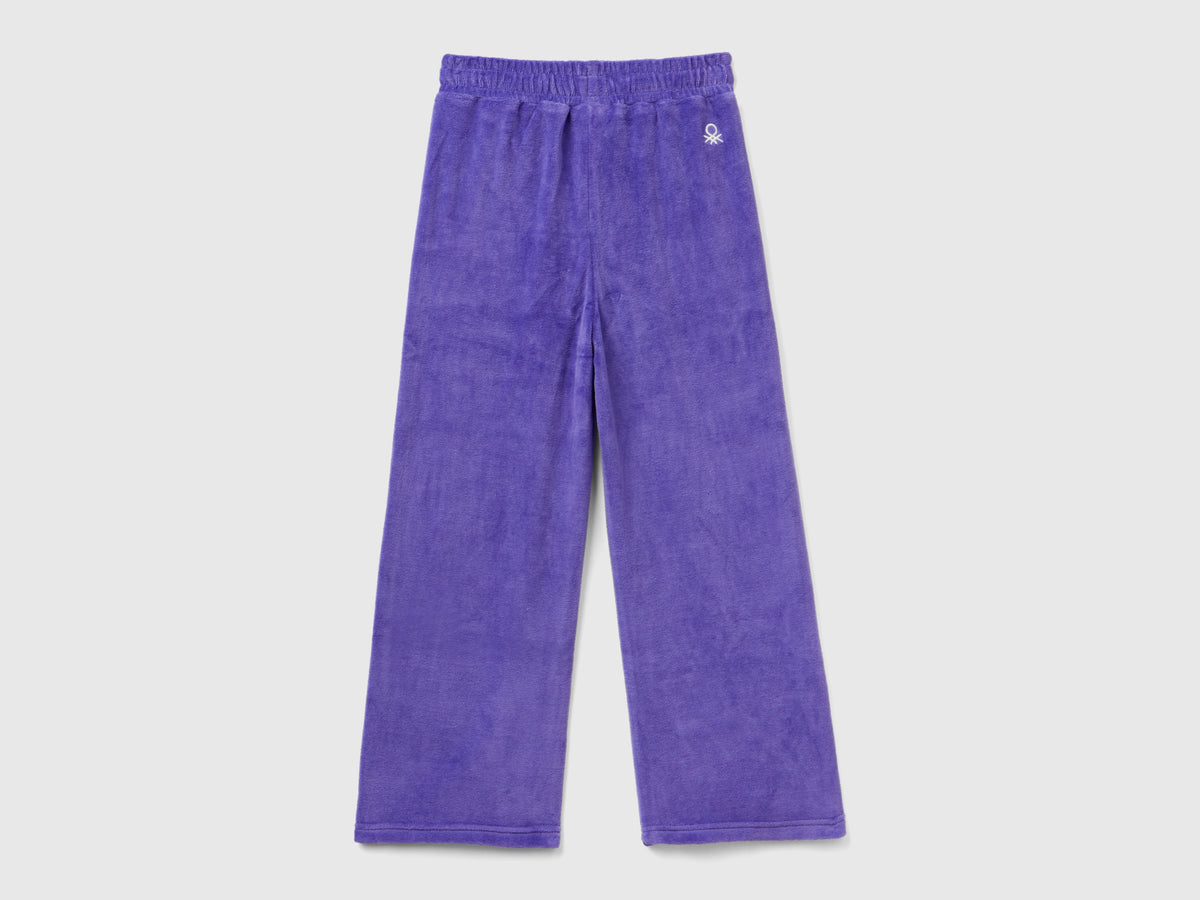 Chenille trousers with striped bands