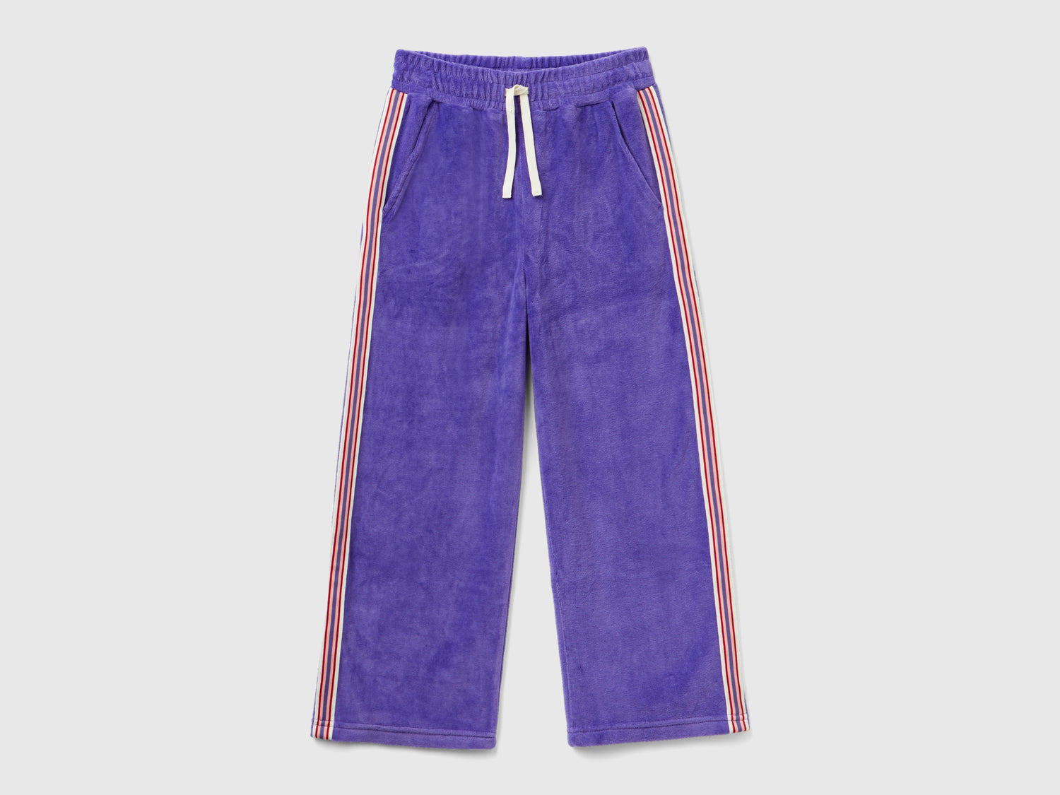 Pantalones de chenilla con bandas de rayas da bambina lilla | Benetton Outlet
