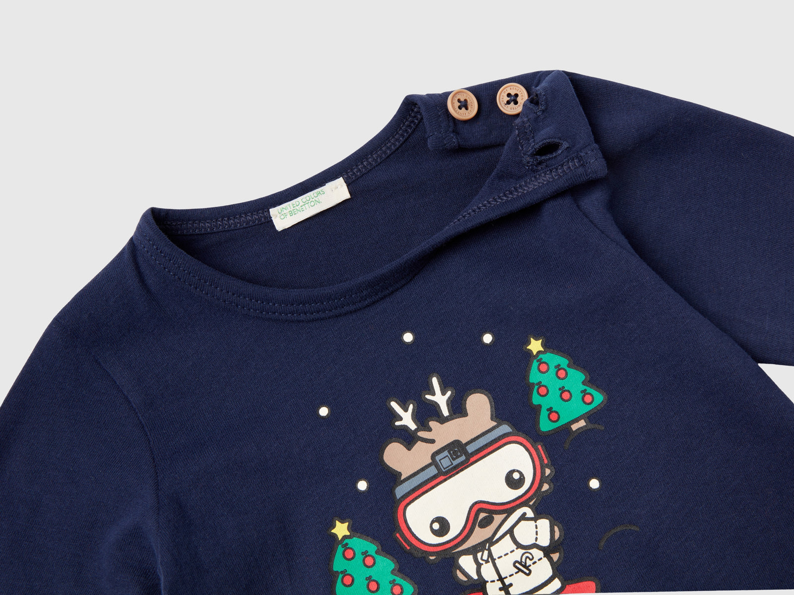 Maglietta con stampa natalizia da neonato blu scuro 2 | Benetton Outlet