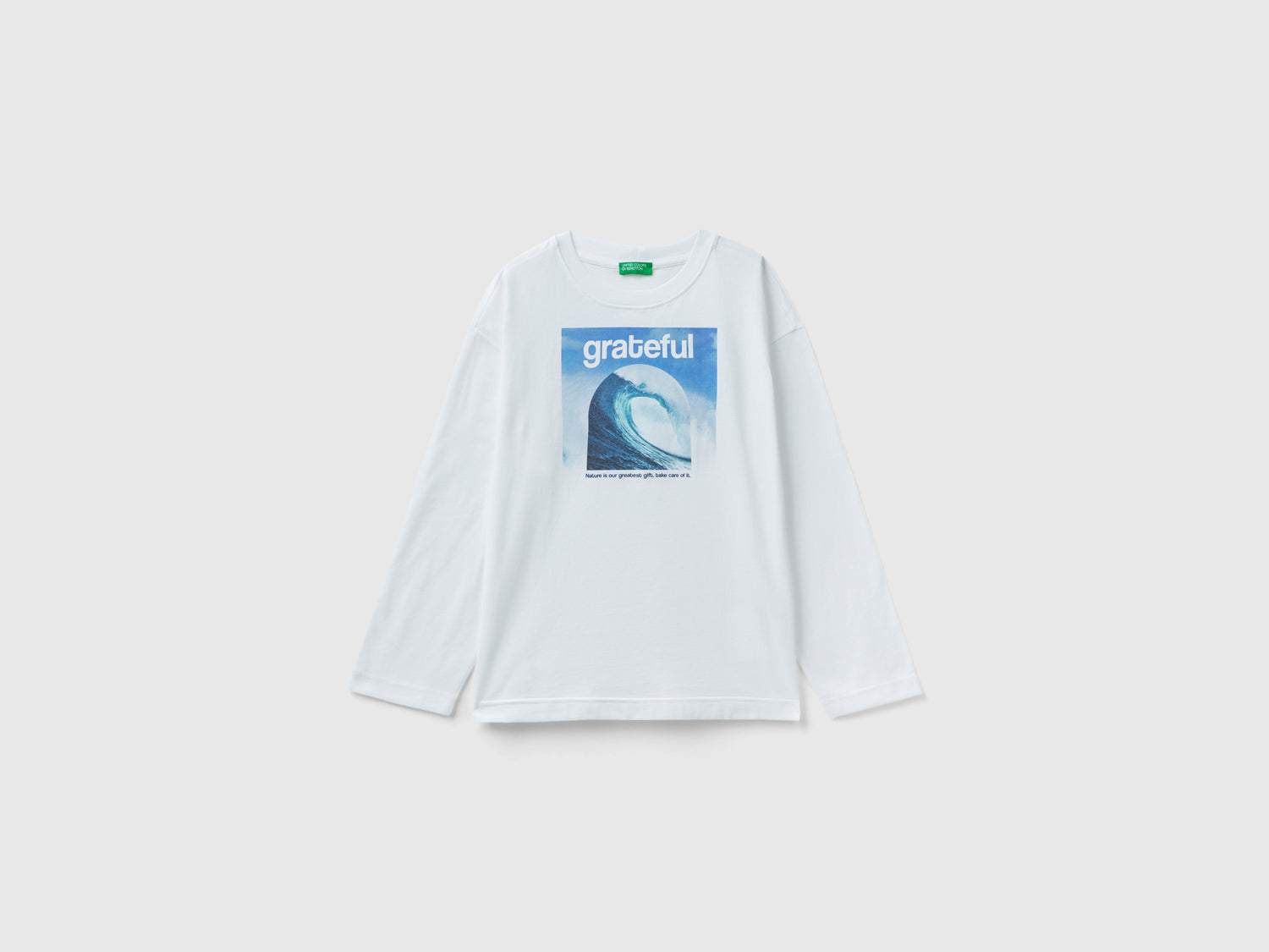 Warm cotton T-shirt with print da bambino bianco | Benetton Outlet