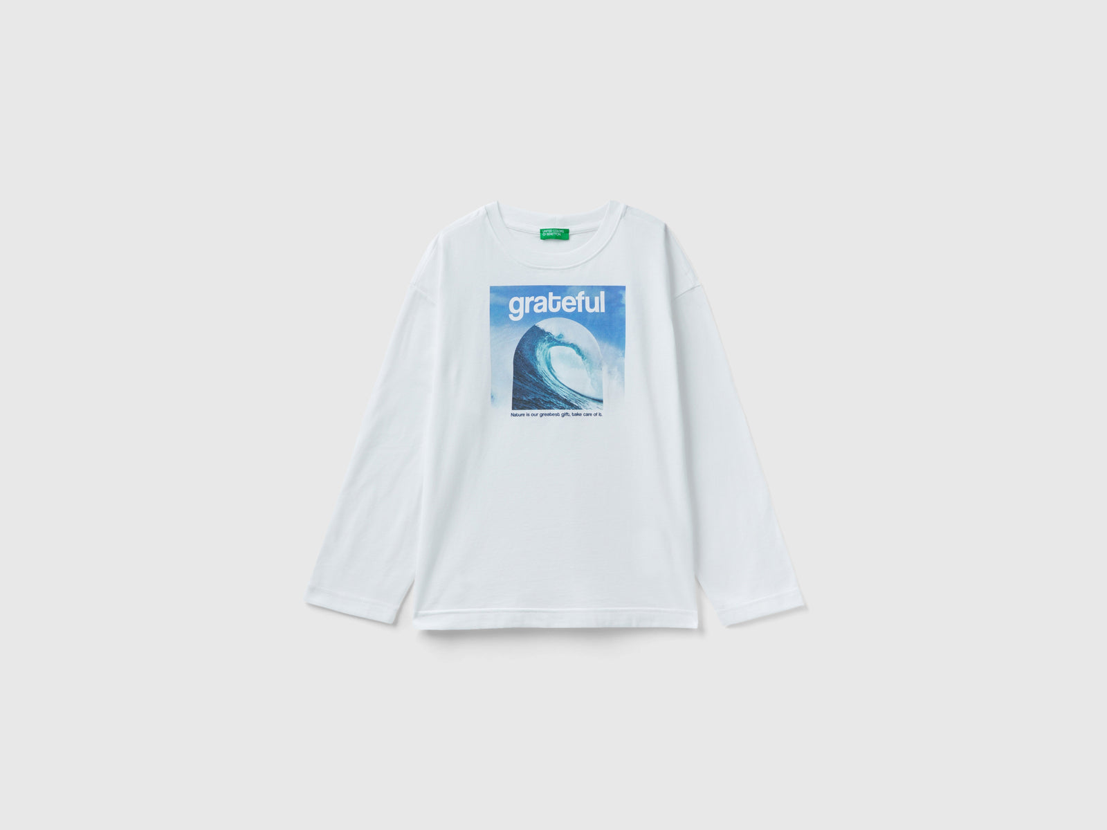 Warm cotton T-shirt with print da bambino bianco | Benetton Outlet