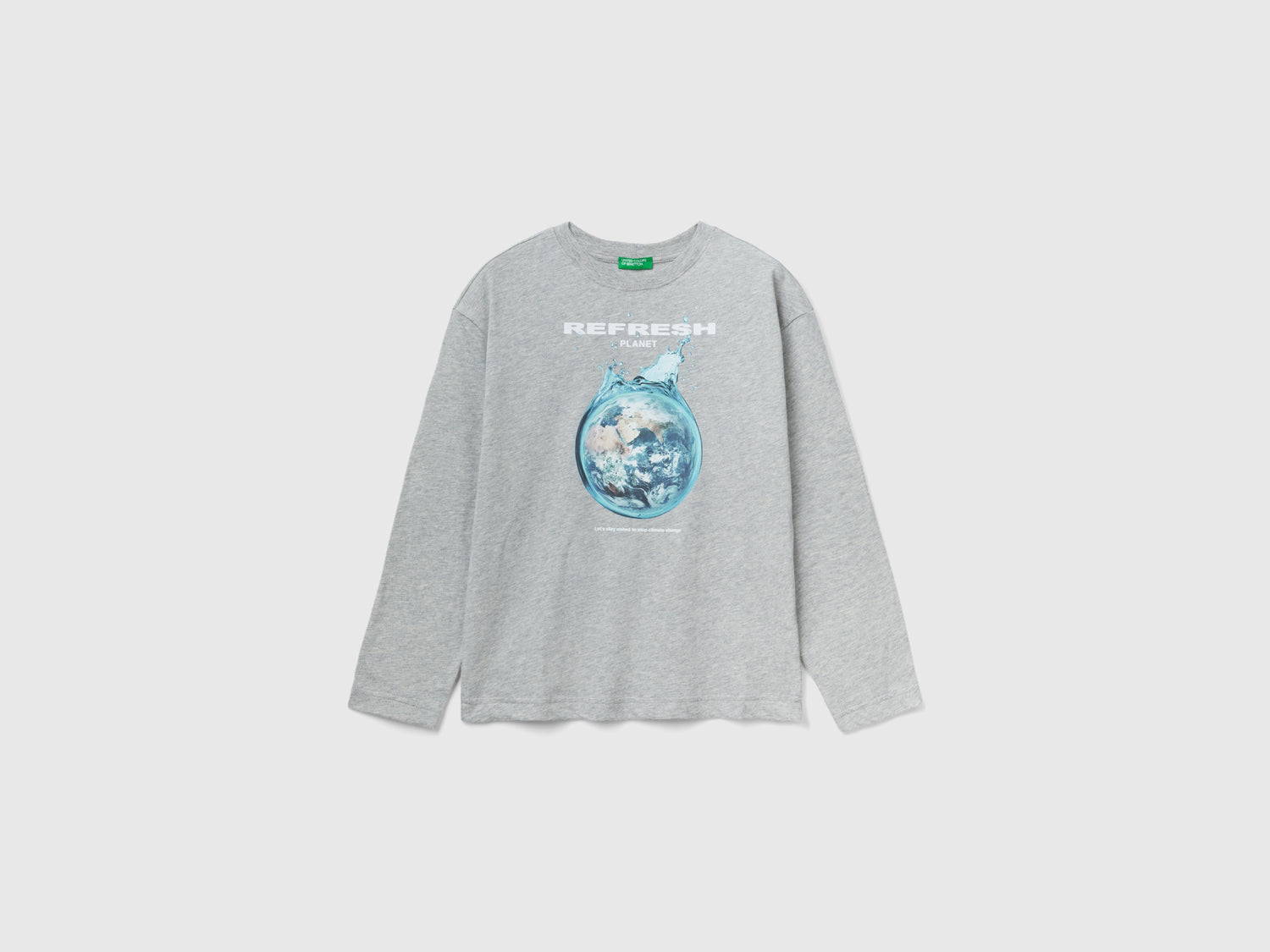 T-shirt in caldo cotone con stampa da bambino grigio chiaro | Benetton Outlet