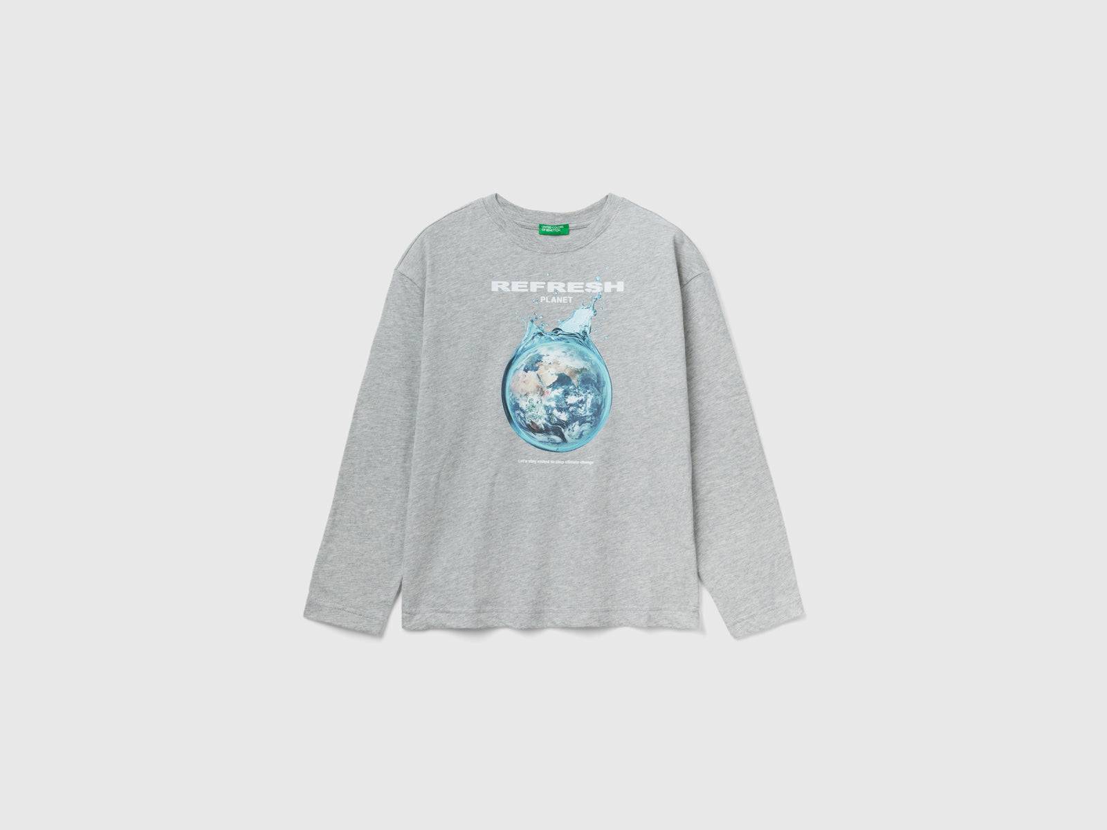 T-shirt in caldo cotone con stampa da bambino grigio chiaro | Benetton Outlet