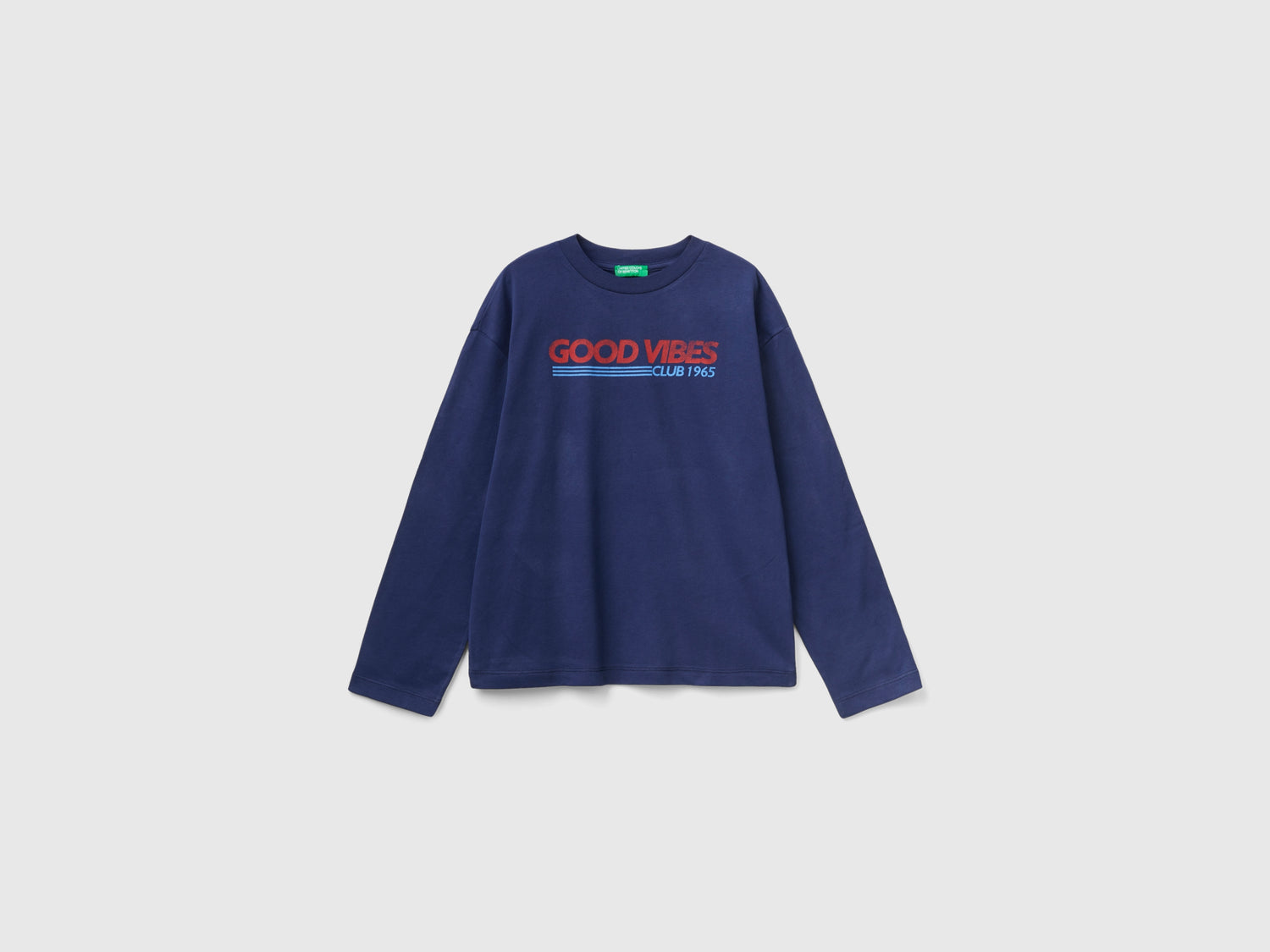T-shirt in caldo cotone con stampa da bambino blu scuro | Benetton Outlet