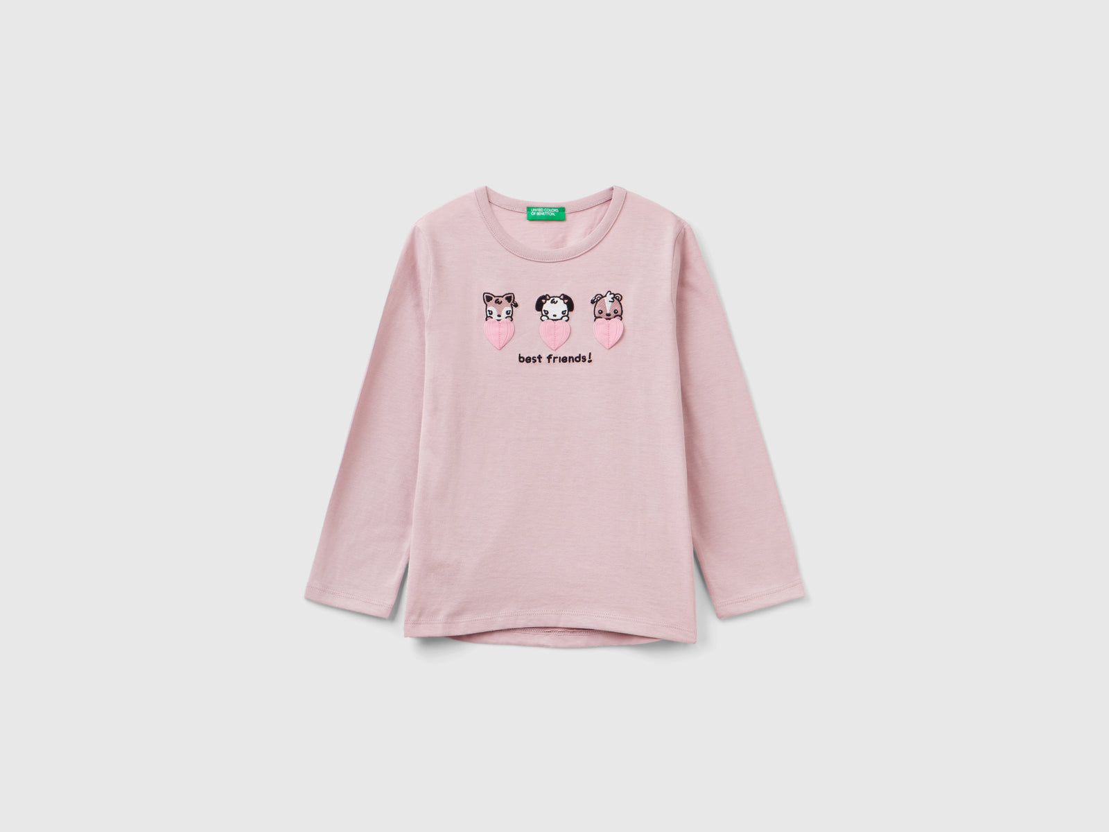 T-shirt con ricami e applicazioni da bimba rosa | Benetton Outlet