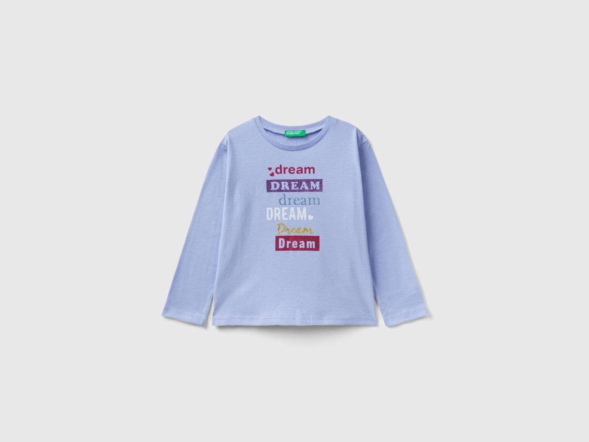 Calda t-shirt con stampa e glitter