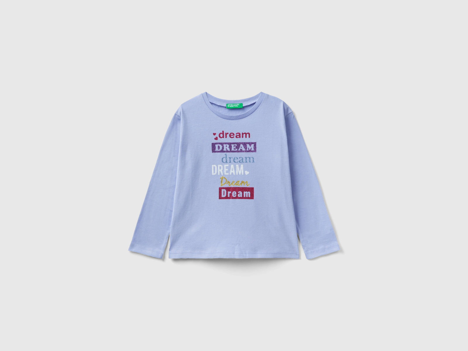 Calda t-shirt con stampa e glitter da bimba lilla | Benetton Outlet