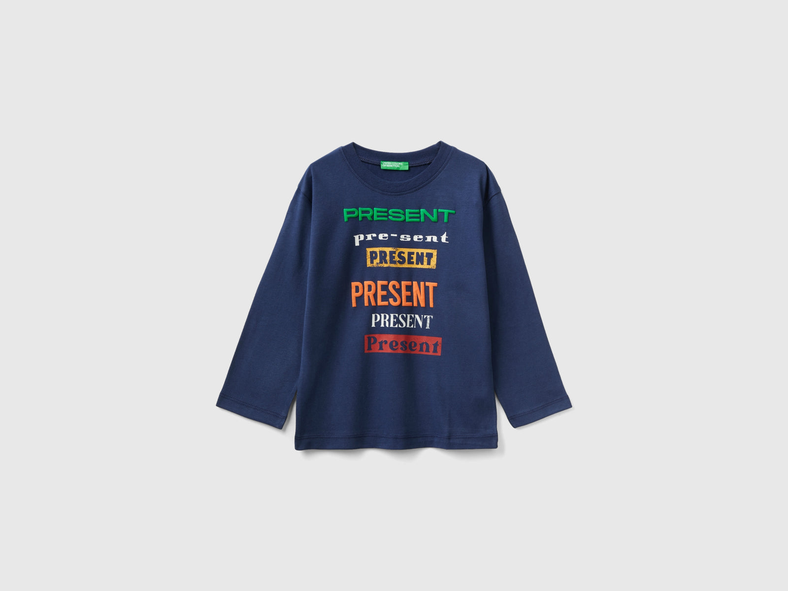 T-shirt in caldo cotone con stampa da bimbo blu scuro | Benetton Outlet