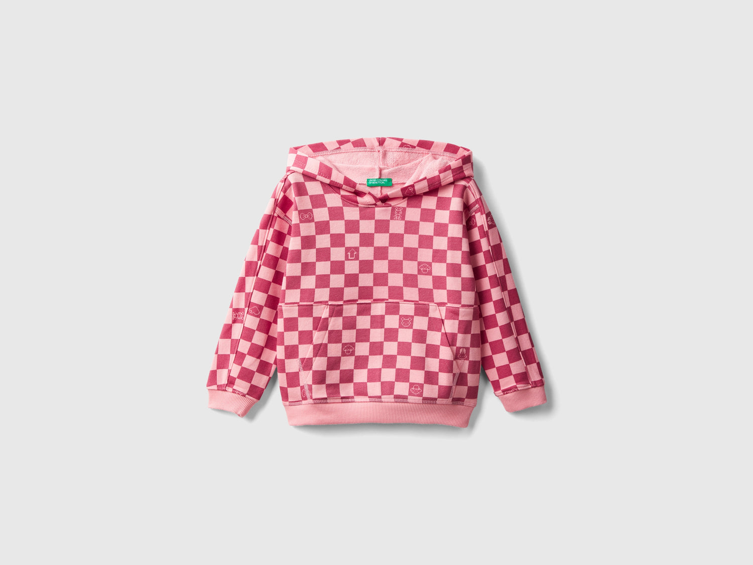 Felpa a scacchi con cappuccio da bimba multi-color | Benetton Outlet