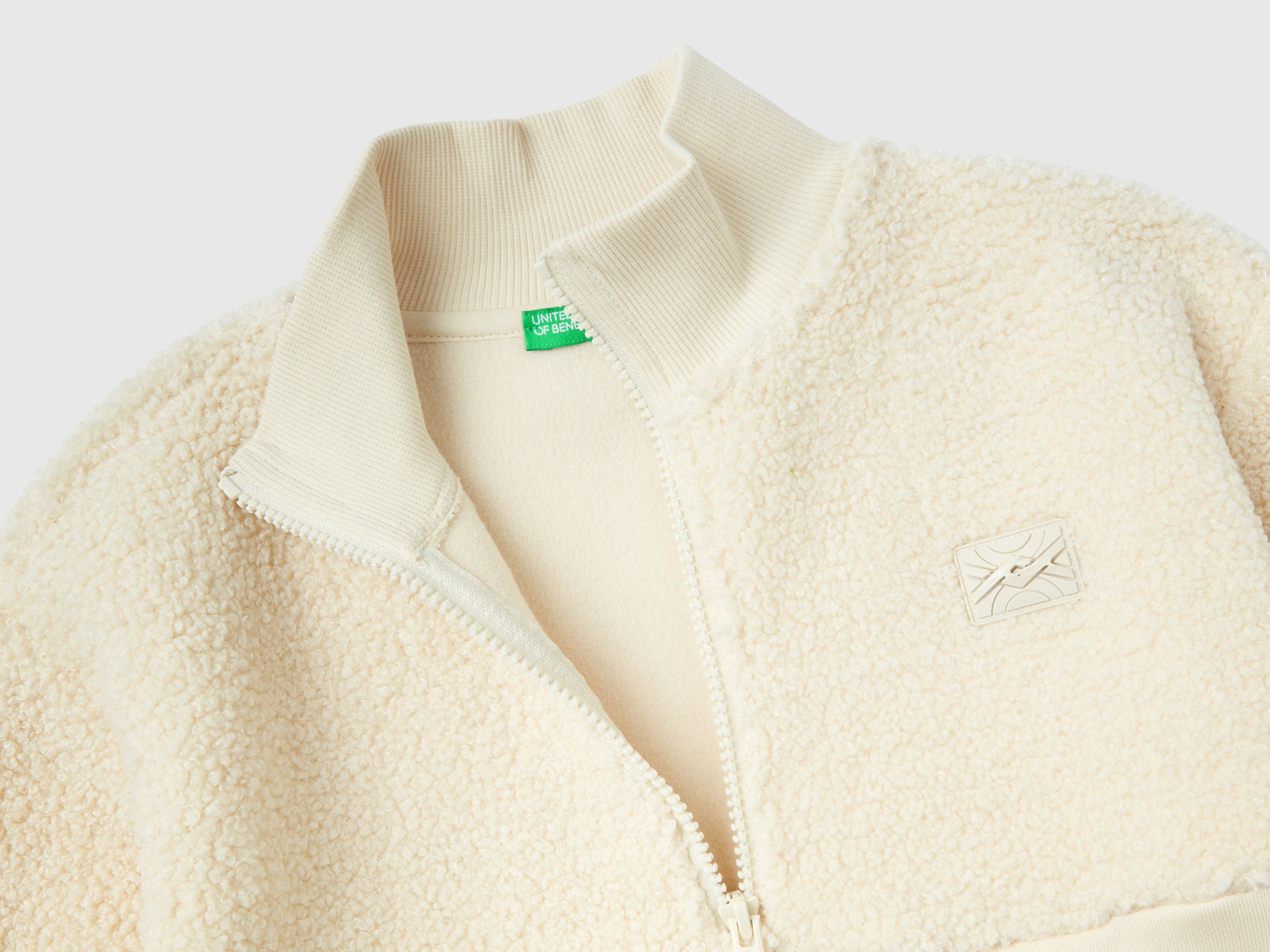 Calda felpa mezza zip da bambino beige 2 | Benetton Outlet