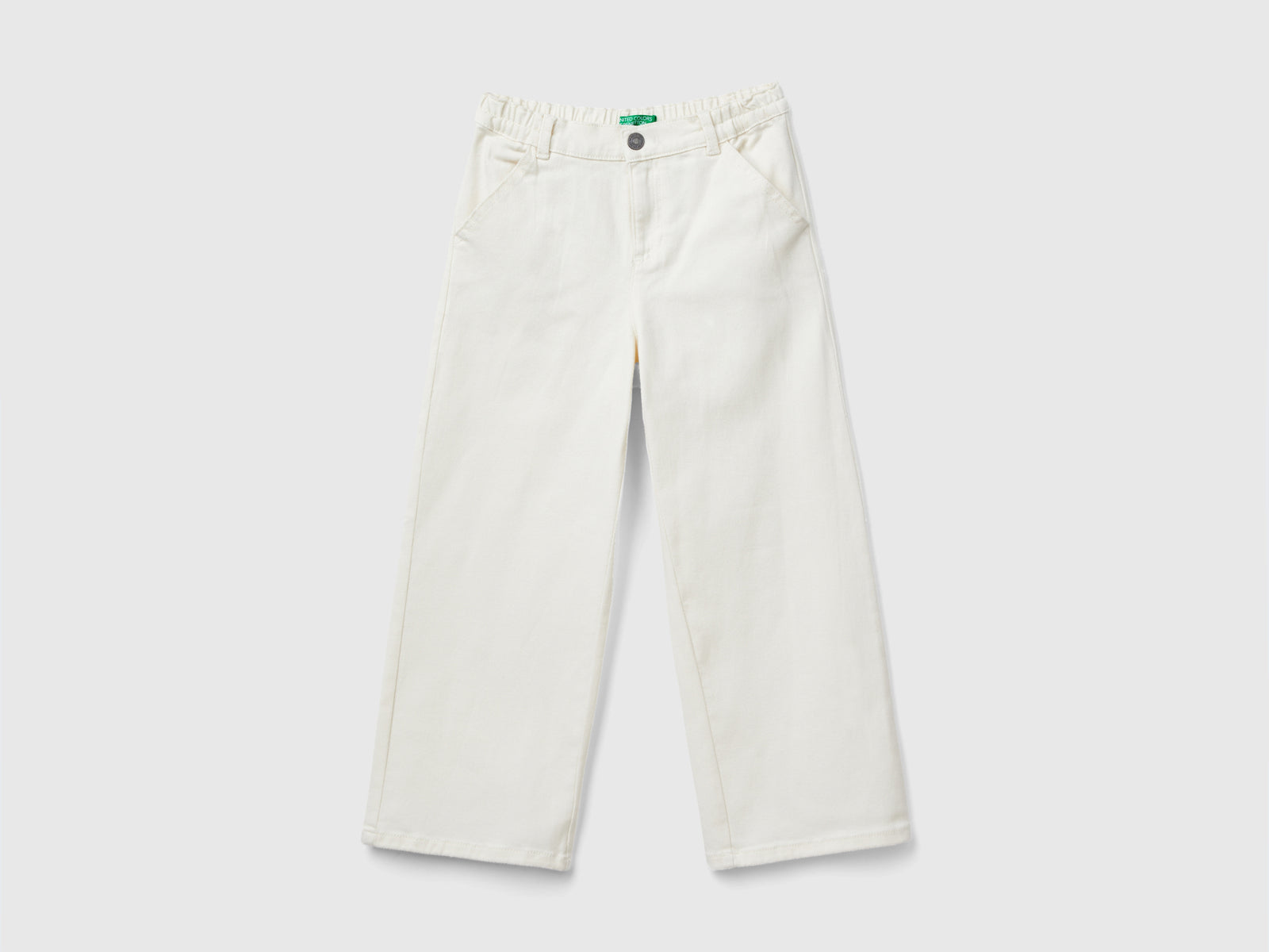Pantaloni a vita alta straight fit da bambina bianco panna | Benetton Outlet