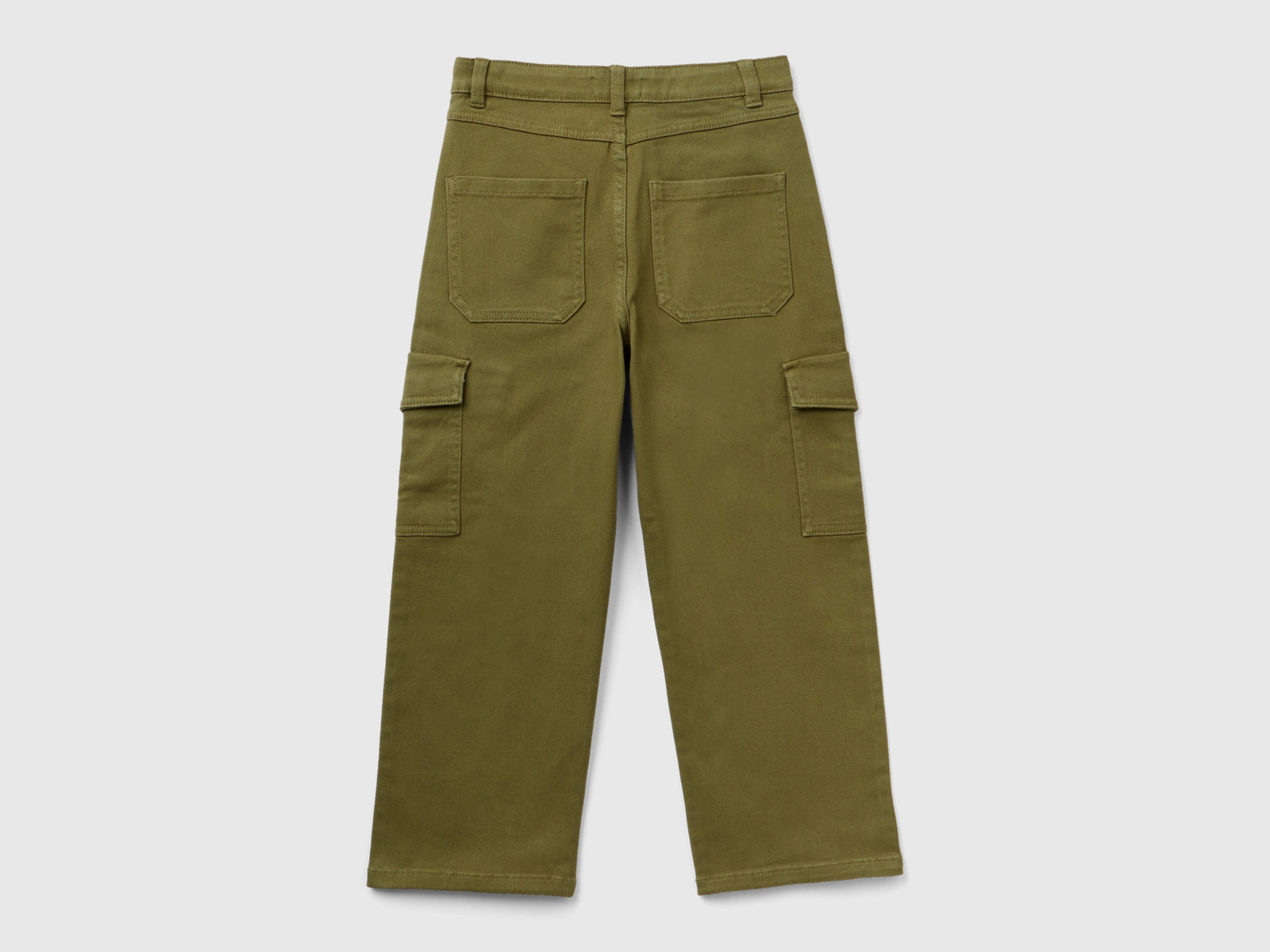 Straight fit cargo trousers da bambina verde militare 2 | Benetton Outlet