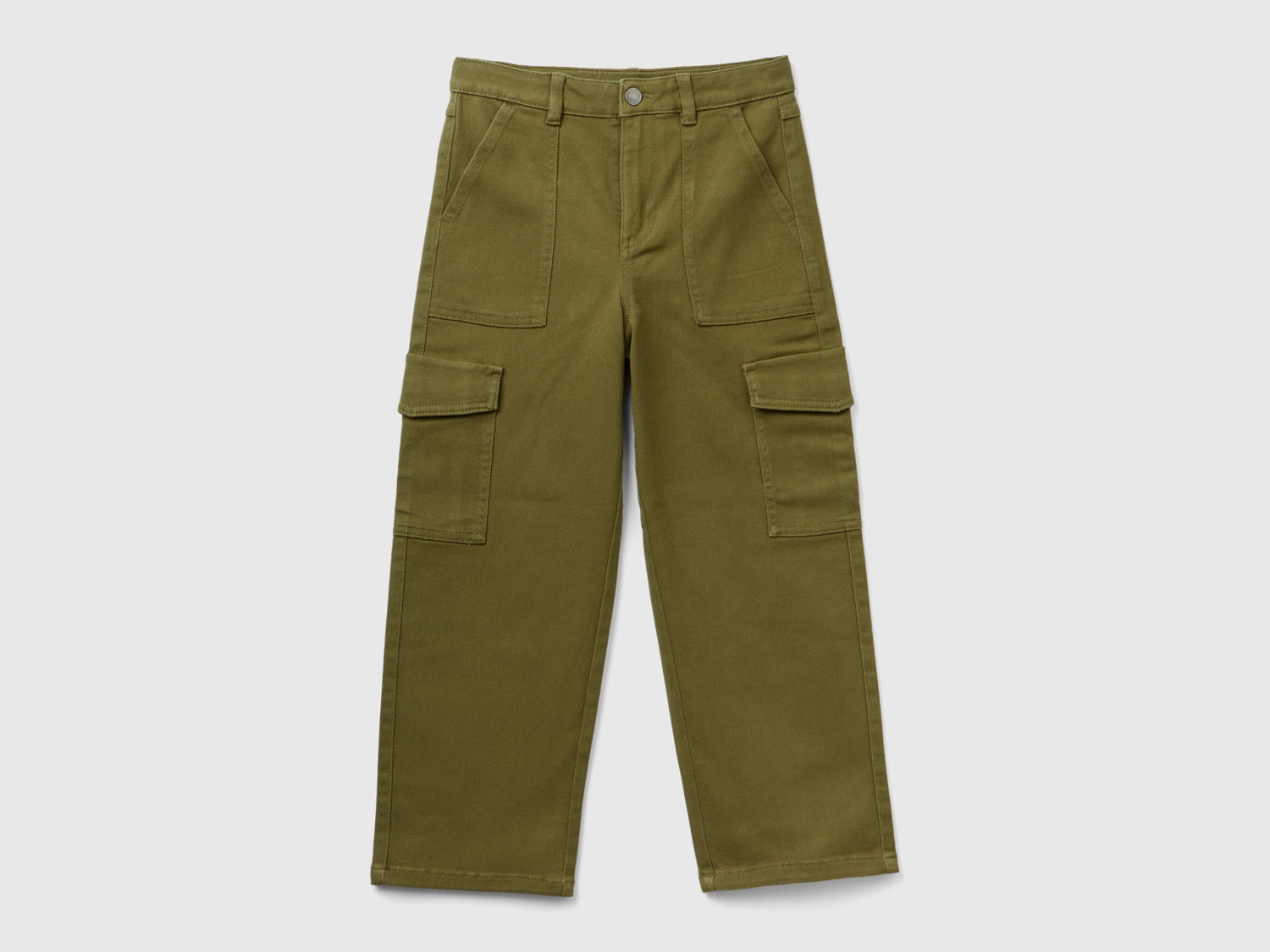 Straight fit cargo trousers da bambina verde militare | Benetton Outlet