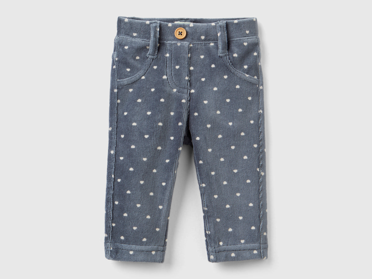 Chenille heart print trousers