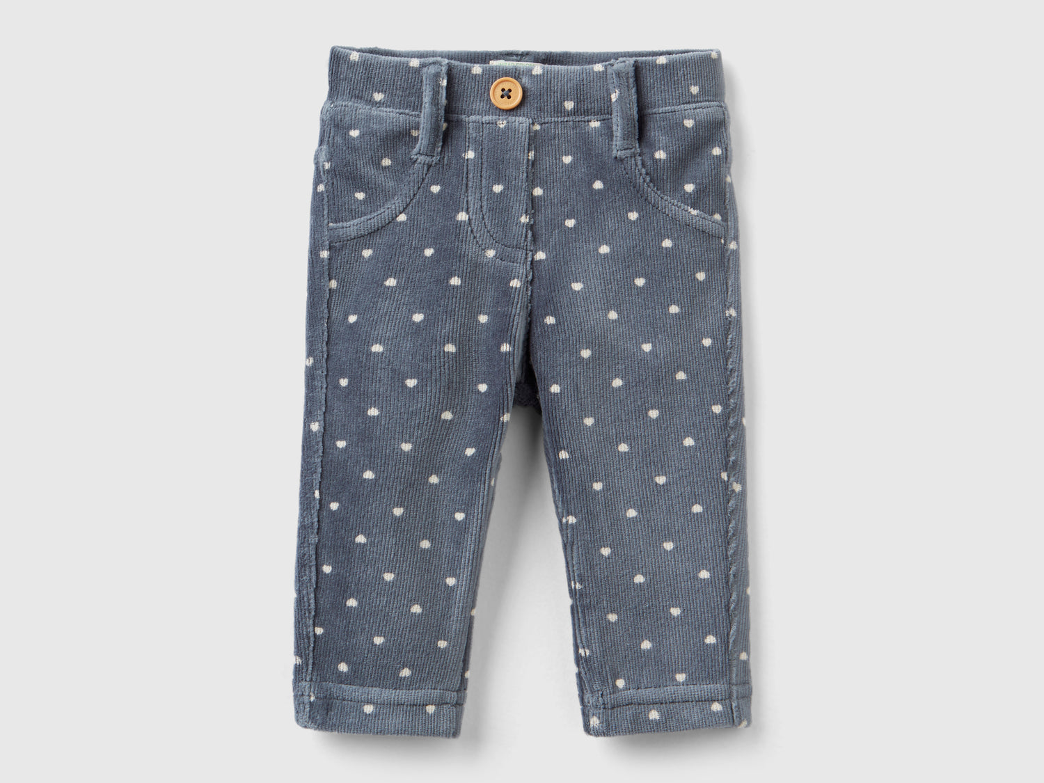 Pantalones con estampado de corazones de chenilla da neonato grigio scuro | Benetton Outlet