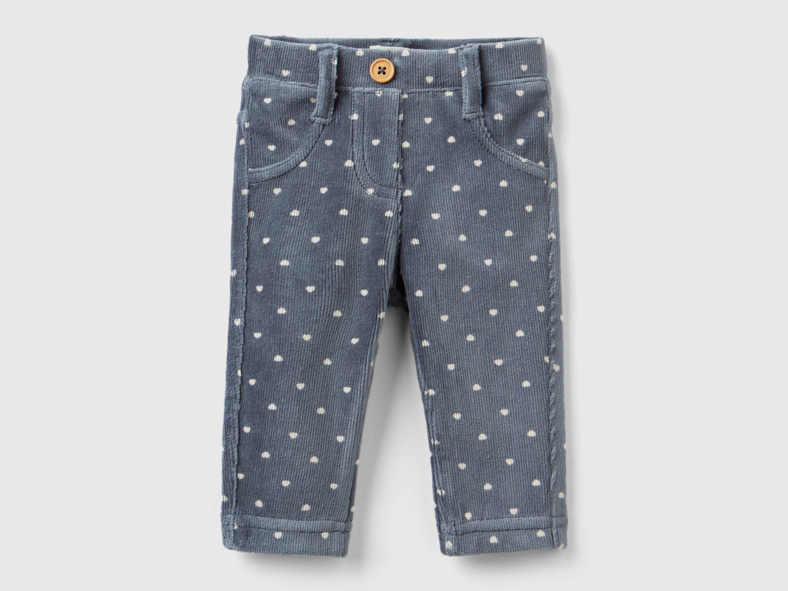 Chenille heart print trousers da neonato grigio scuro | Benetton Outlet