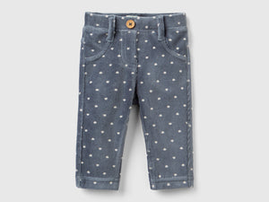 Chenille heart print trousers