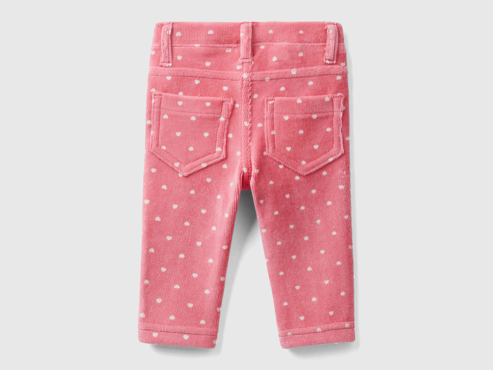 Pantaloni con stampa cuori in ciniglia da neonato rosa 2 | Benetton Outlet