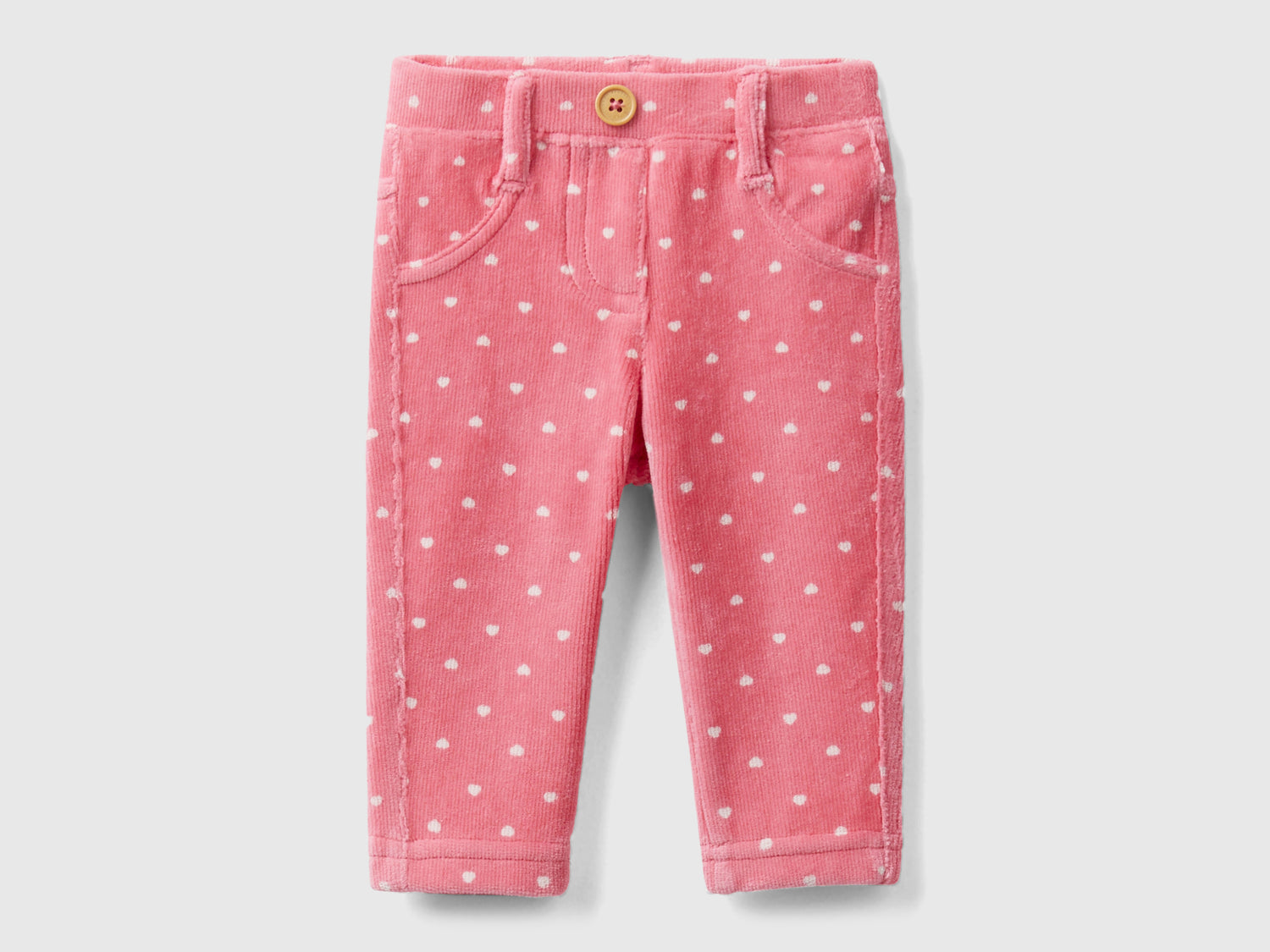 Pantalones con estampado de corazones de chenilla da neonato rosa | Benetton Outlet