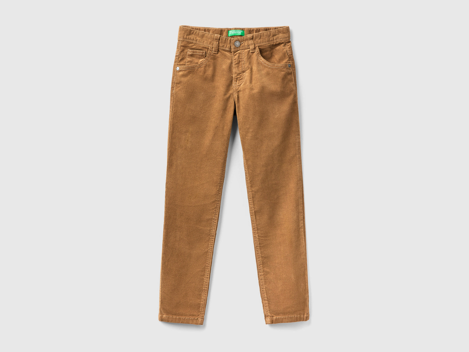 Pantaloni slim fit in velluto stretch da bambino beige | Benetton Outlet