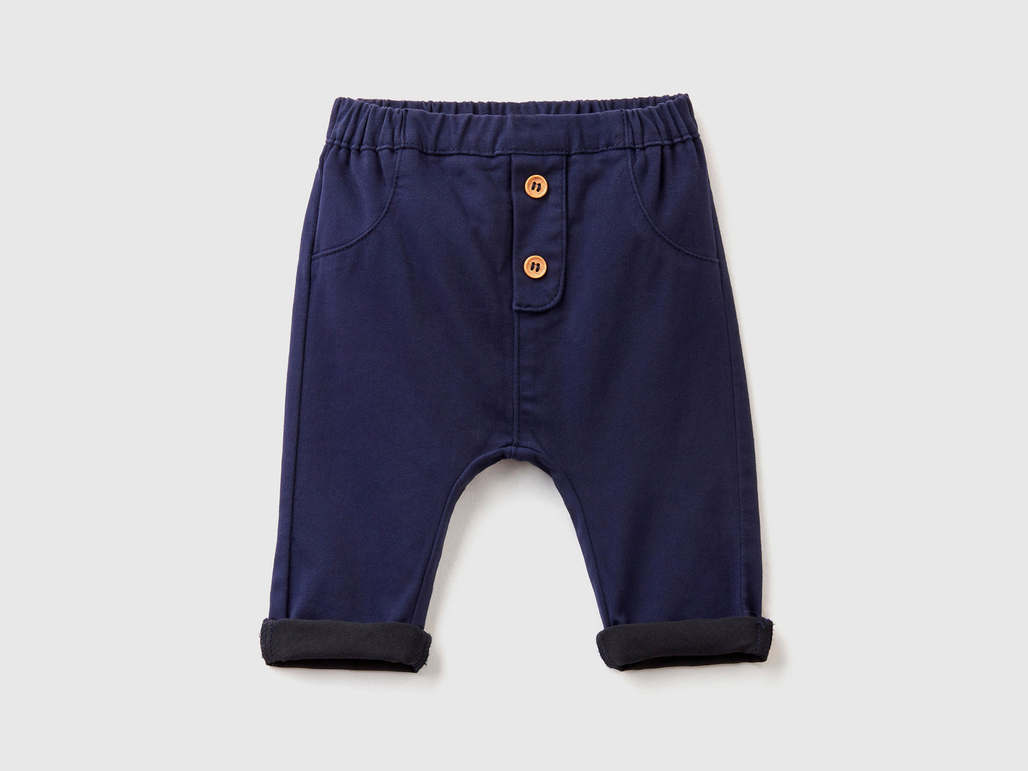 Pantaloni in misto cotone stretch da neonato blu scuro | Benetton Outlet
