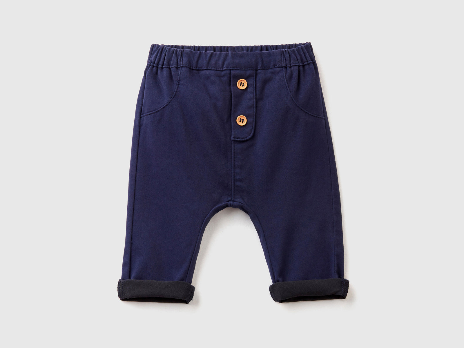 Stretch cotton blend trousers da neonato blu scuro | Benetton Outlet