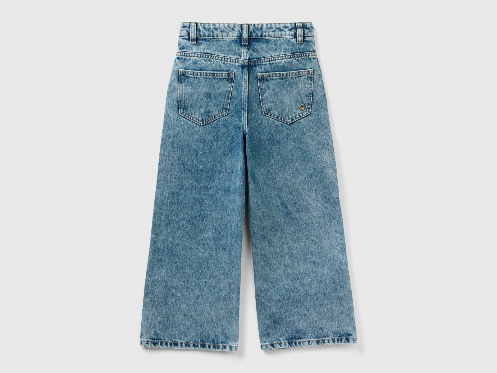 Wide-fit high-waisted jeans da bambina azzurro 2 | Benetton Outlet