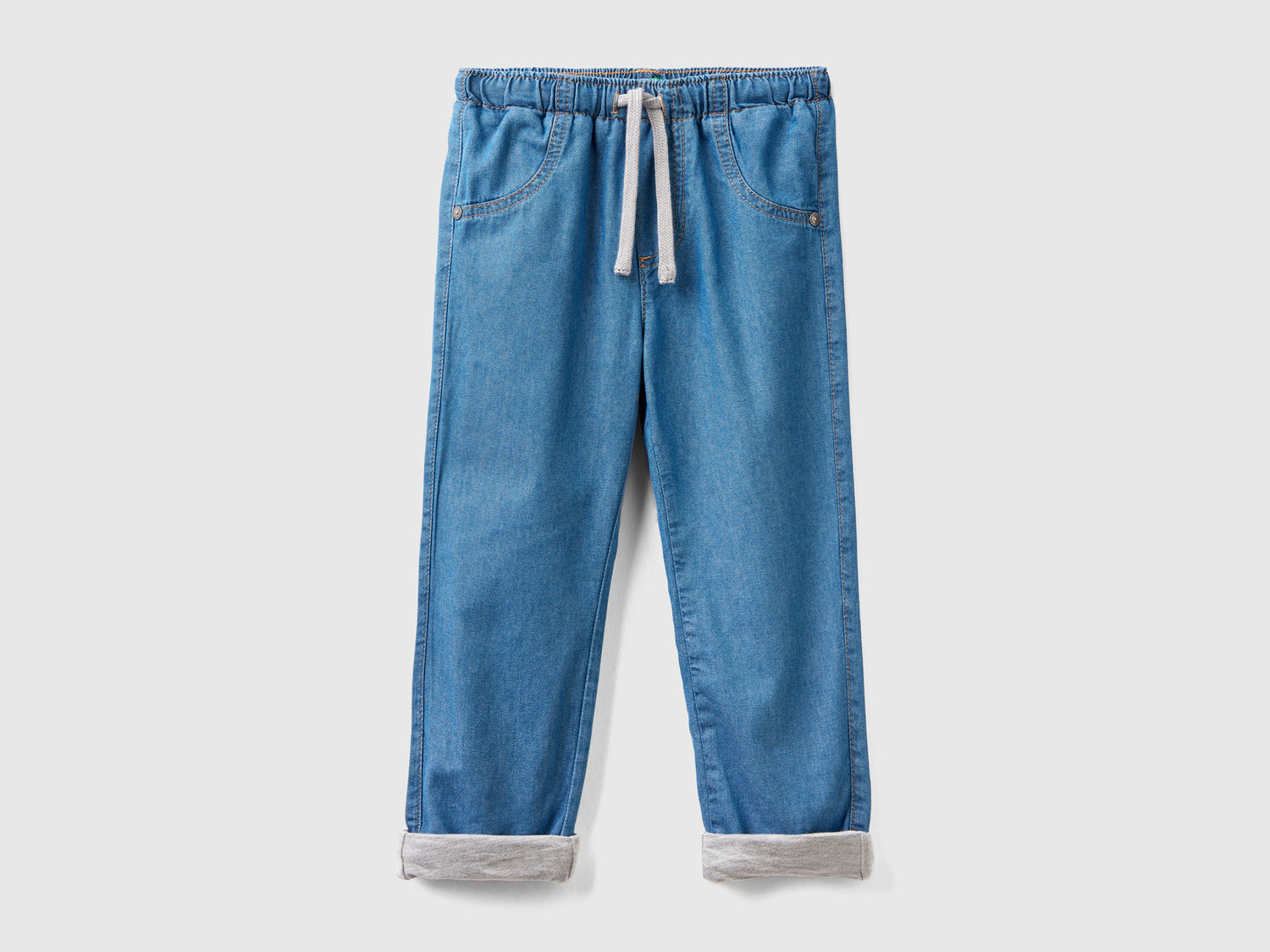 Joggers foderati in jeans leggero da bimbo celeste | Benetton Outlet