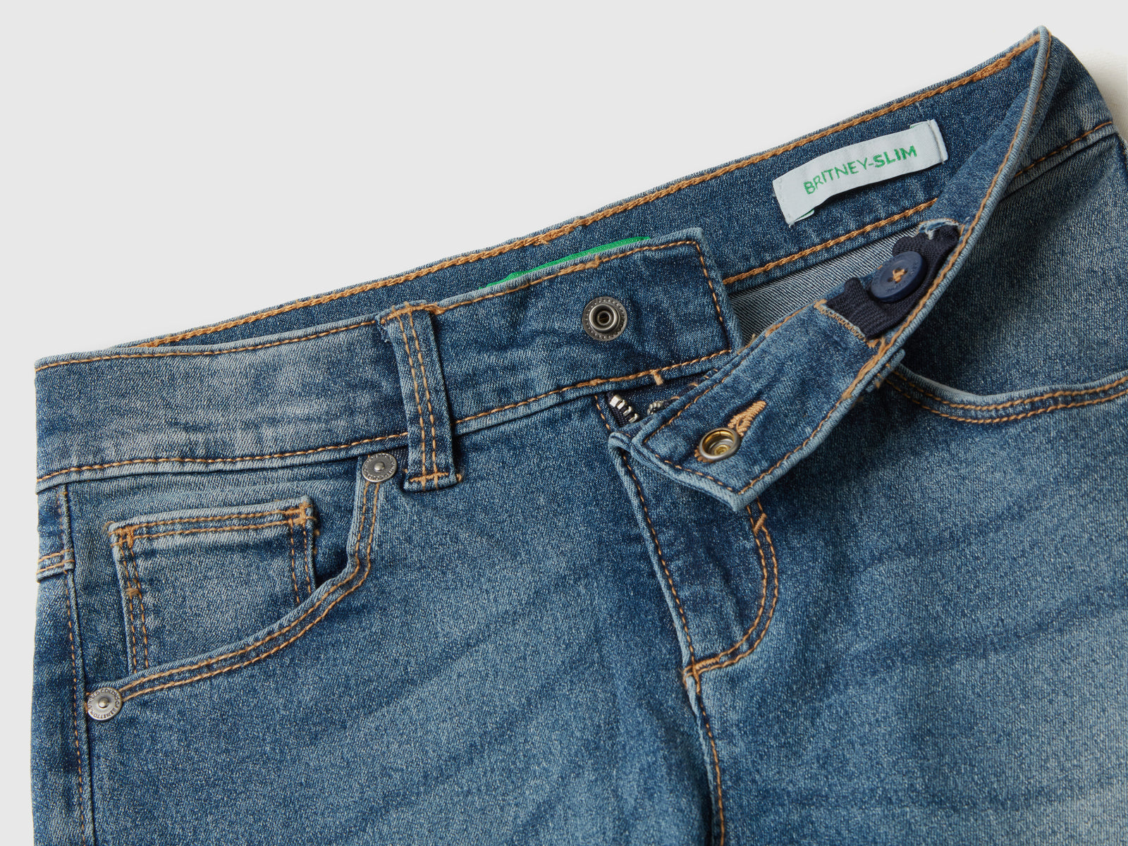 Jeans slim fit cinque tasche da bambina blu 3 | Benetton Outlet