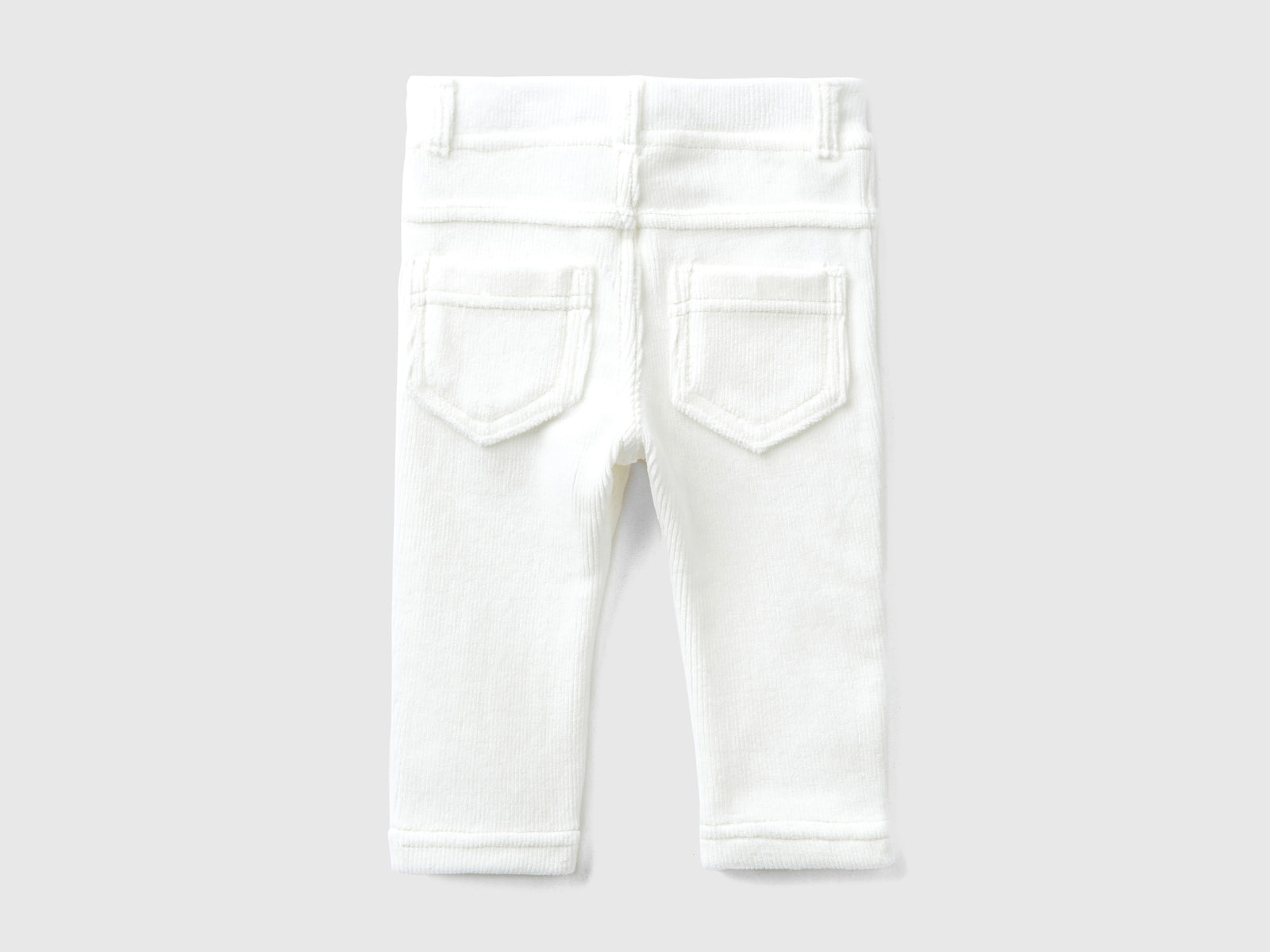 Stretch chenille trousers da neonato bianco panna 2 | Benetton Outlet