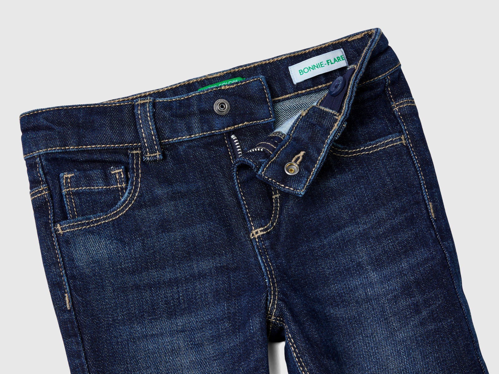 Jeans cinque tasche a zampa da bimba blu scuro 3 | Benetton Outlet