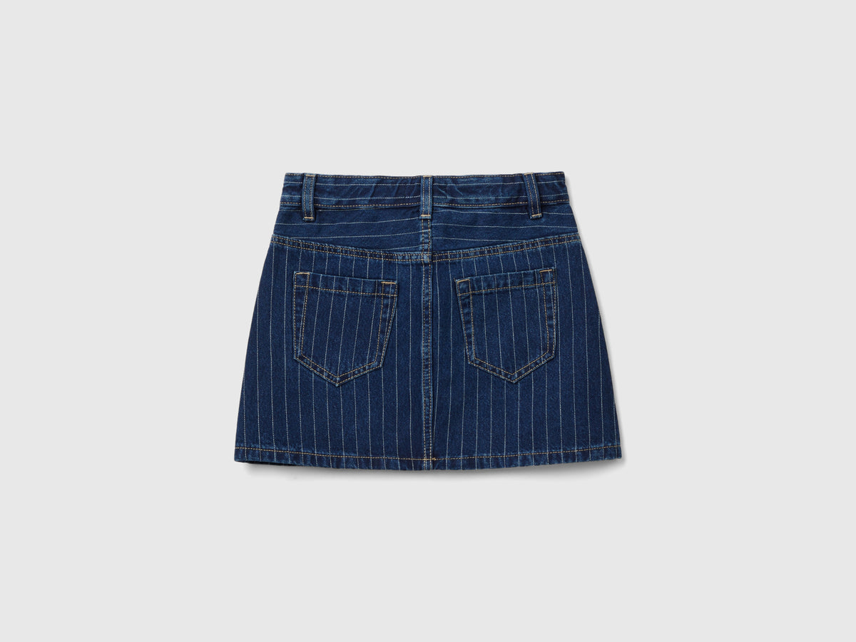 Pinstriped denim miniskirt